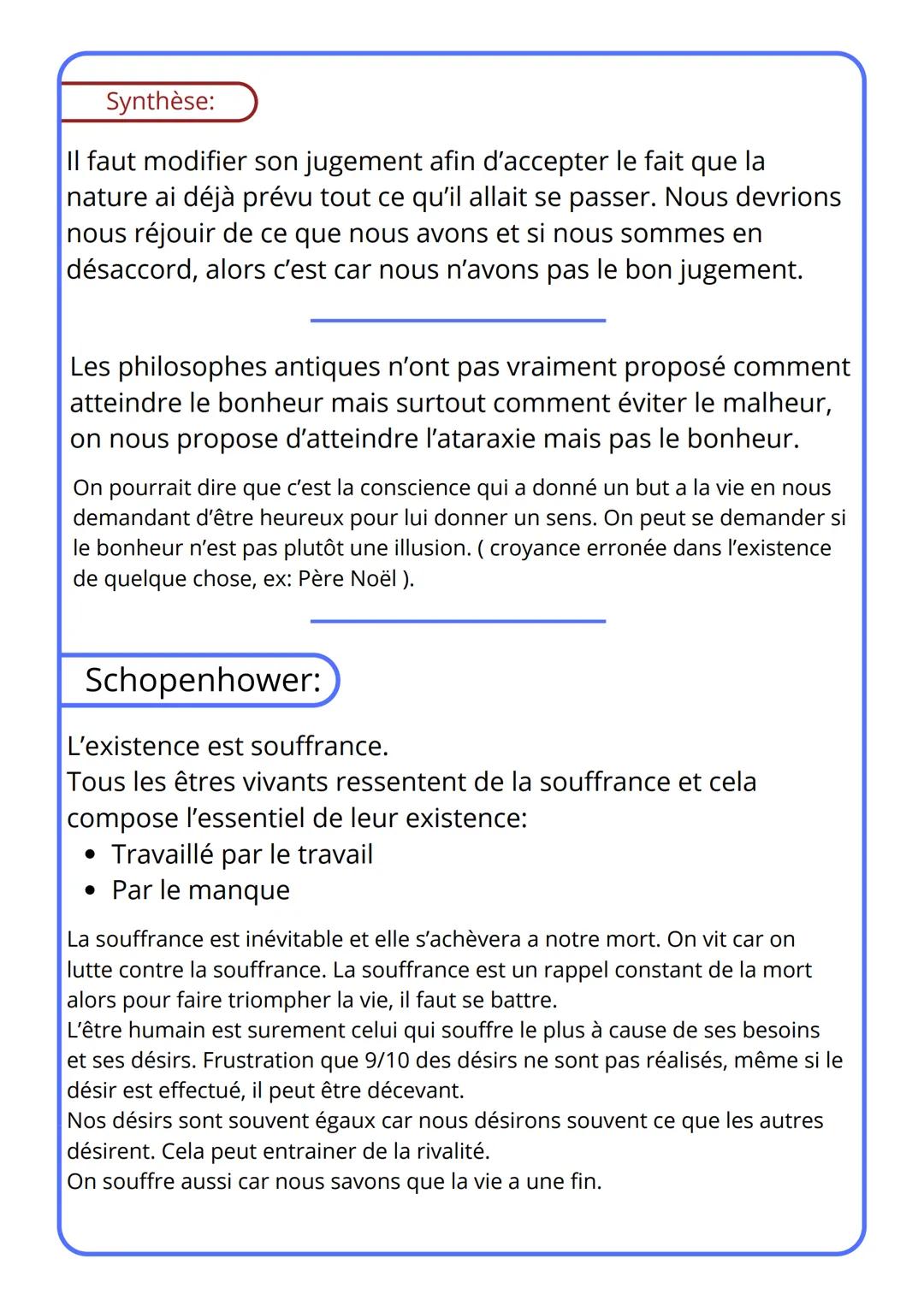 Philosophie
Chapitre 1: Le bonheur (la conscience, le temps)
Calliclès:
La stratégie la plus simple est d'assouvir tous ses désirs et
d'ench