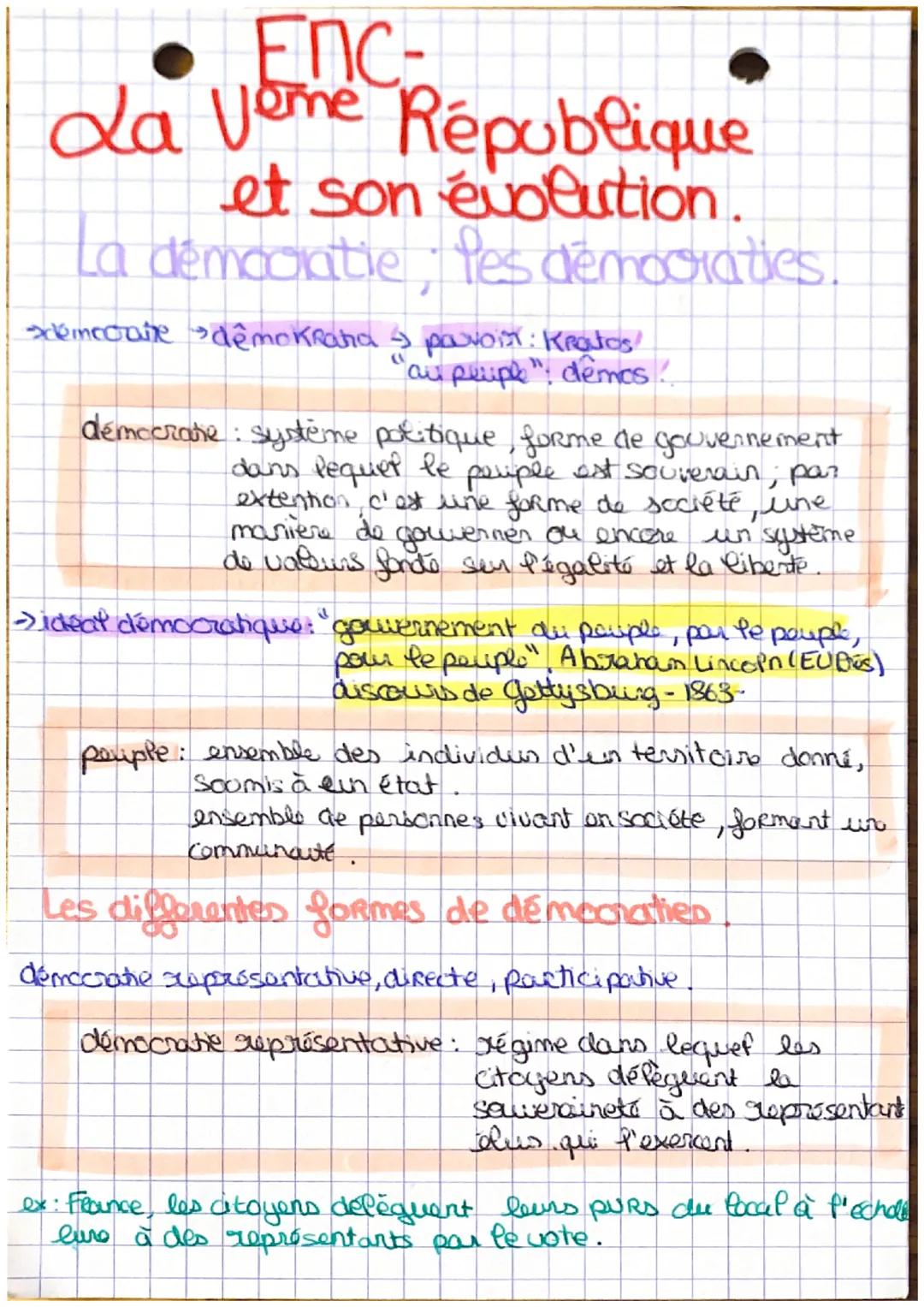 ● Enc-
La Vome République
et son évolution.
La démocratie, fes démocraties.
xémocrate demokRaha -) pavoin: Krotos
a "au priple": demos?
démo