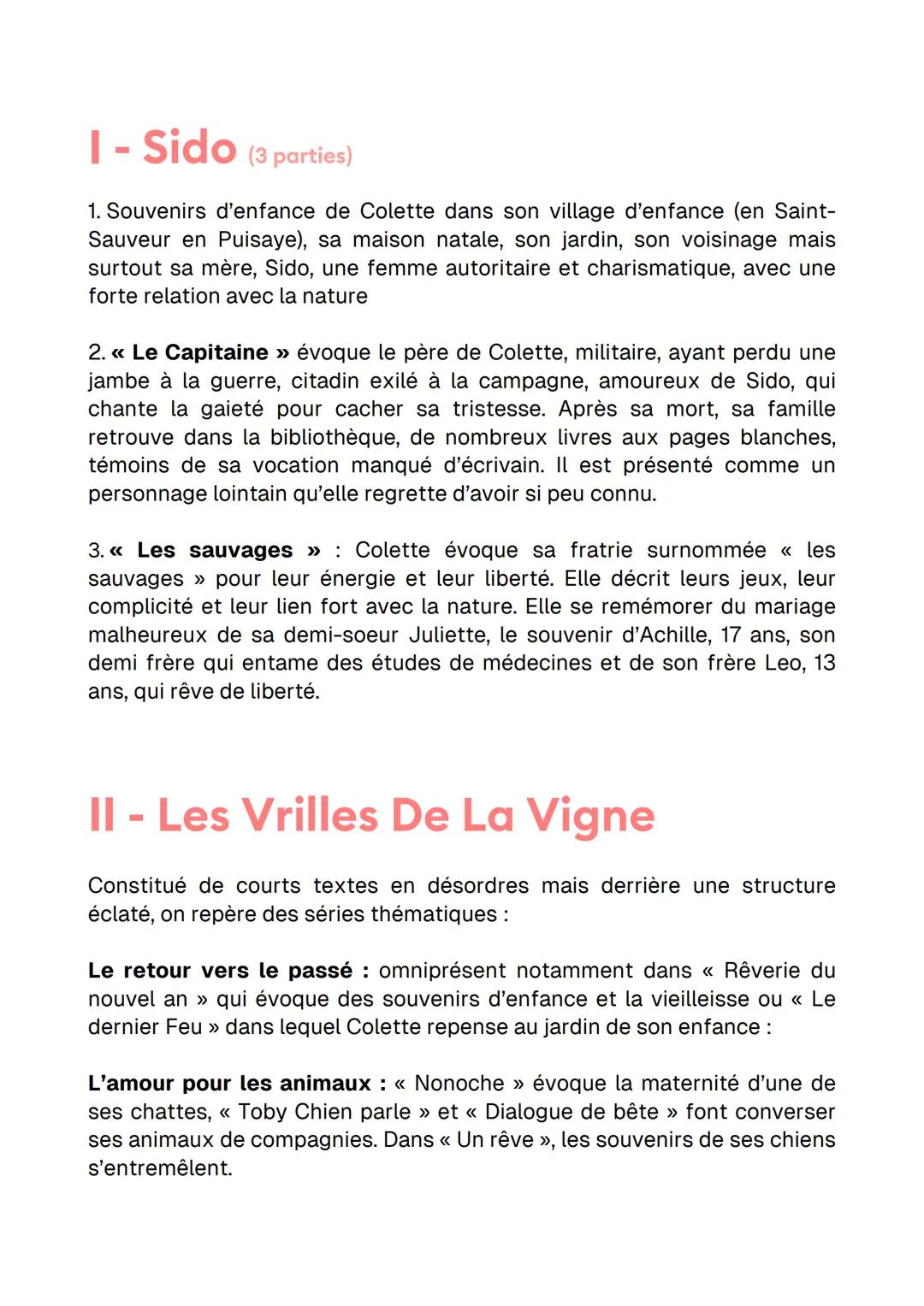 SIDO &
LES VRILLES DE LA VIGNE
1930:1908
Colette (1873-1954): écrivaine, artiste de music-hall, journaliste
Genre littéraire: récit autobiog