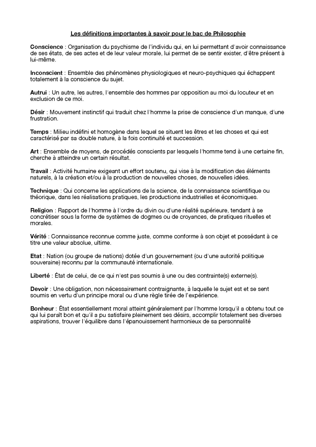 Fiche révision philo Terminale PDF - Les 17 notions 2024