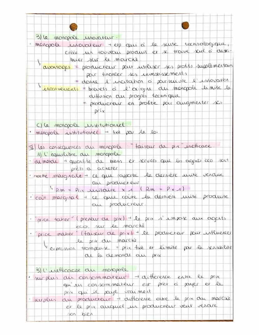 Marches imparfaitem
concurrentiels
+En CPP
I) les principales sources du pouvoir de marché
Rappels des 5 concutions de la CPP → homogénéité
