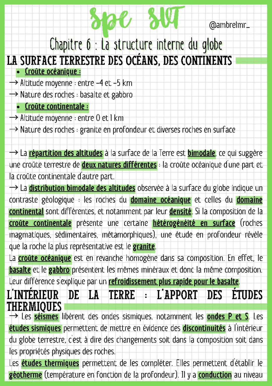 La structure interne du globe