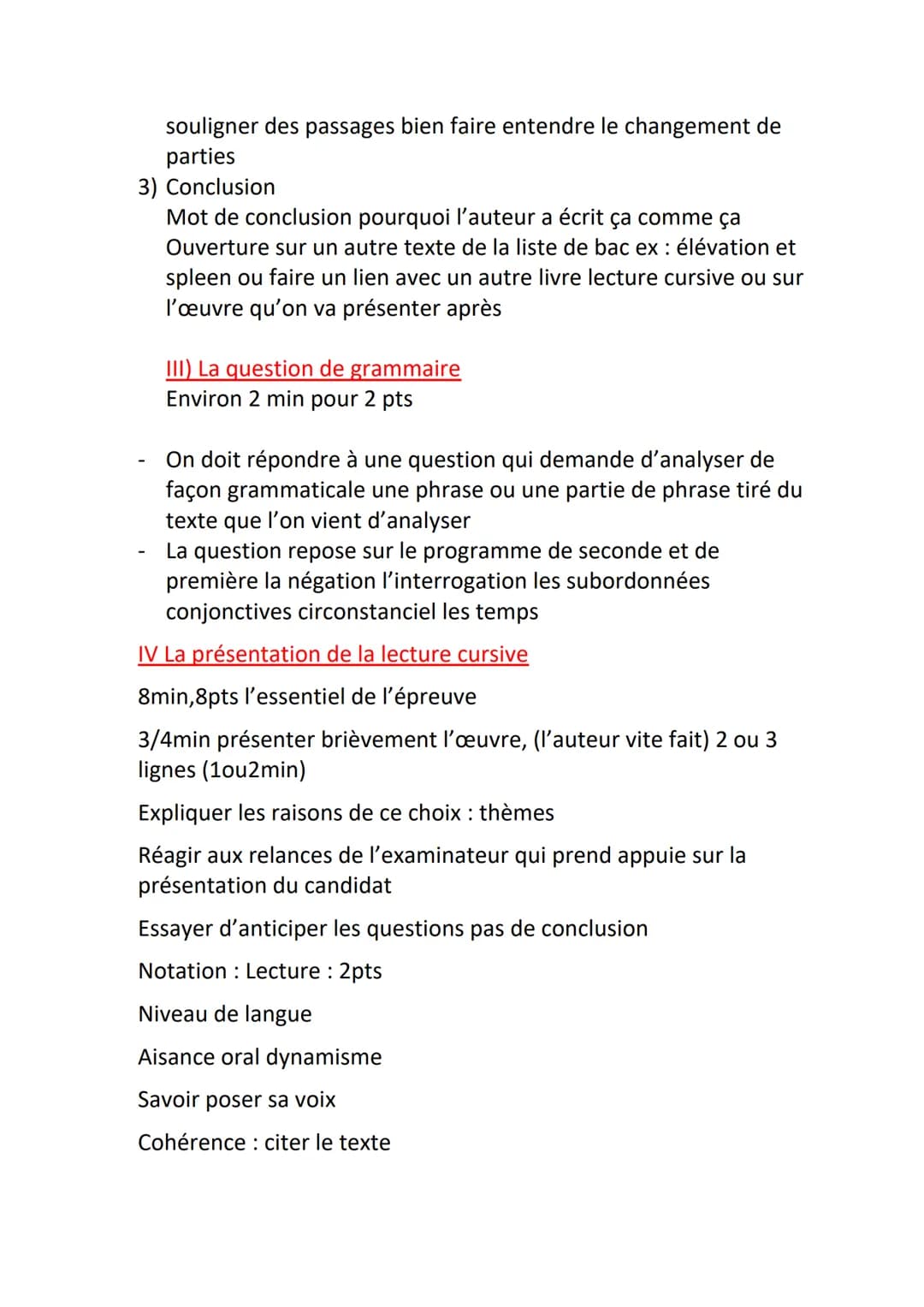 METHODE DE L'ORAL FRANÇAIS
1)Définition
Jour de l'épreuve :
-
-
-
30 min pour préparer
3 parties: 1) explication linéaire du texte
2) questi