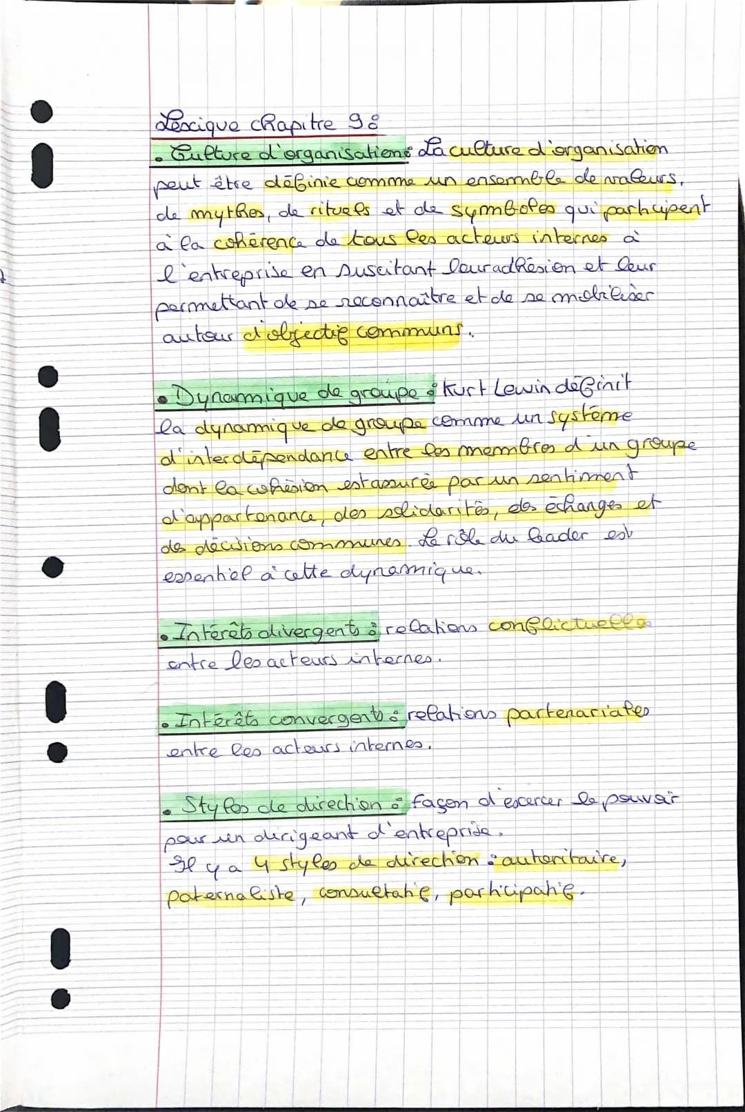 Lexique Chapitre 9 MSDGN + Synthèses et Styles de Direction pour STMG
