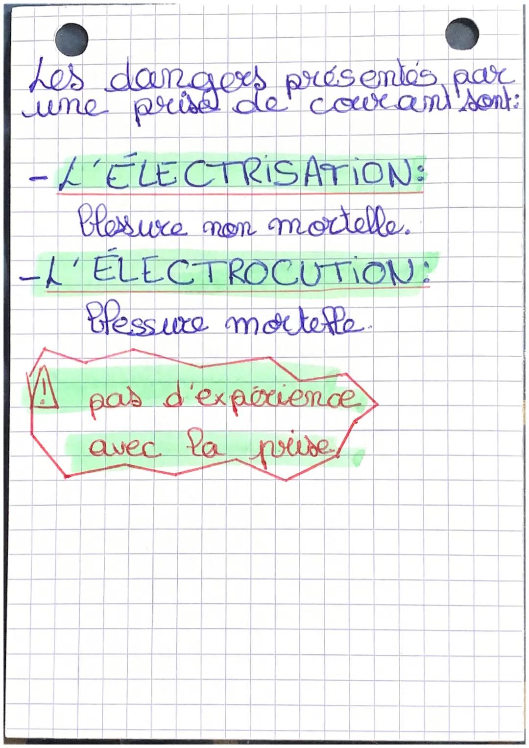 sience
SPC
Les prises de courant:
Lorsque le corps humain est.
par un
electrique, il y a electrisation.
courant est
suffisament intense, l'e
