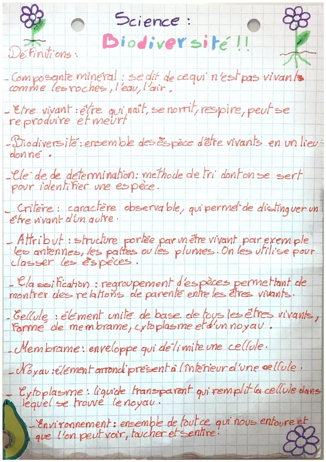 # &

De Finitions:

Science:

Biodiversité!!!

- Composante mineral: sedit de ce qui n'est pas vivants
comme lesroches, l'eau, l'air.

- Etr