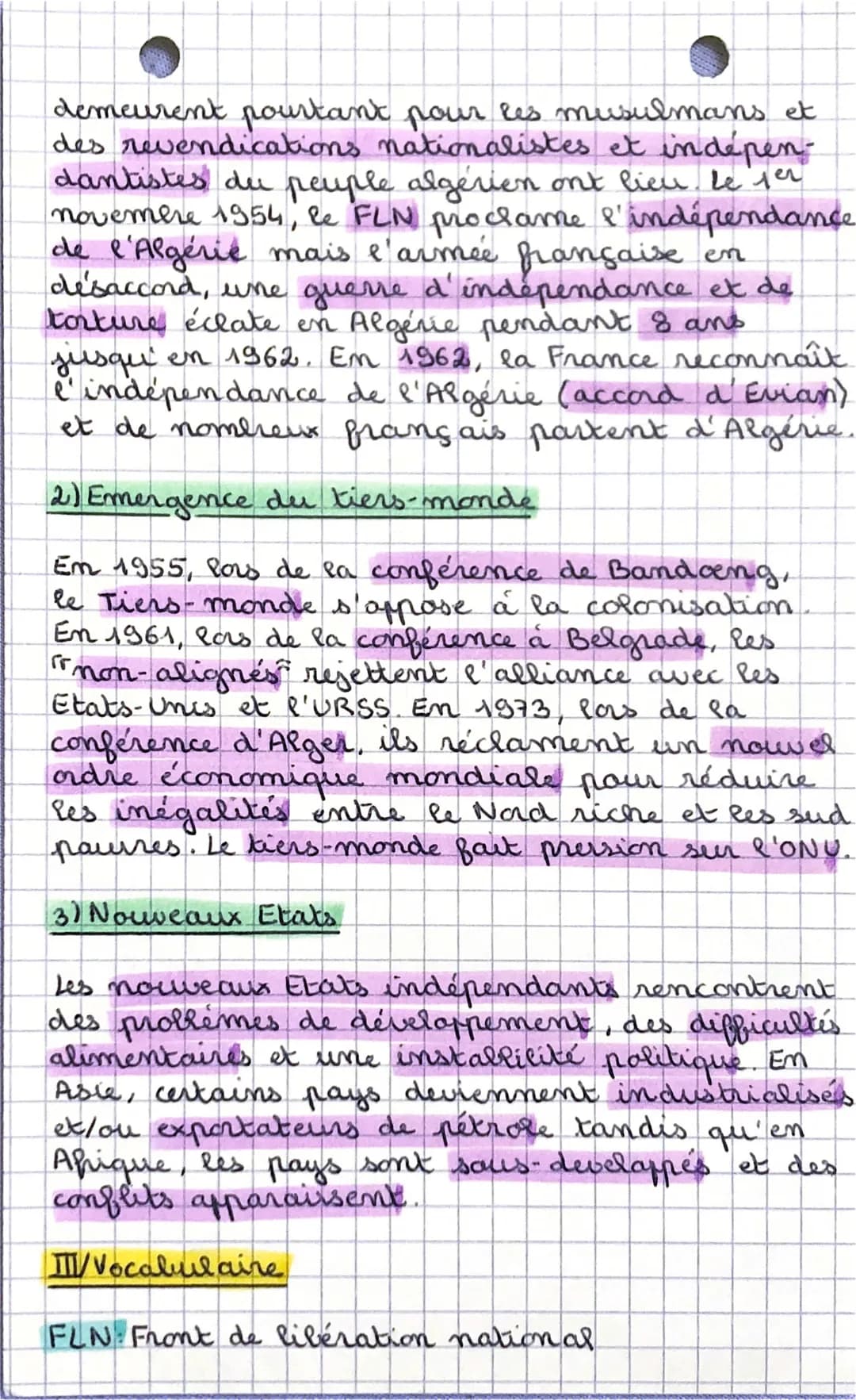 I/Dates
Histoire
De la décolonisation aux nouveaux Etats
1947-1962 principale phase de décolonisation.
1947 indépendance de l'Inde.
1954 pro