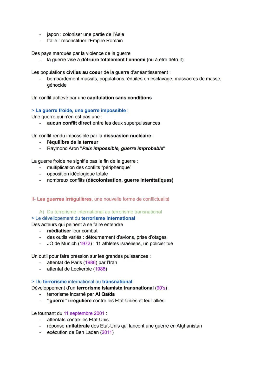 Thème 2 - FAIRE LA GUERRE, FAIRE LA PAIX
INTRO: FORME DE CONFLITS ET TENTATIVES DE PAIX DANS LE MONDE ACTUEL
I- Du conflit à la guerre, pano