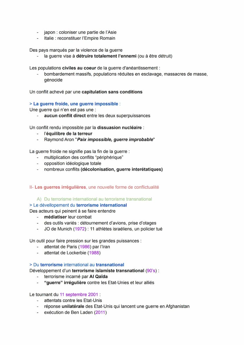 Thème 2 - FAIRE LA GUERRE, FAIRE LA PAIX
INTRO: FORME DE CONFLITS ET TENTATIVES DE PAIX DANS LE MONDE ACTUEL
I- Du conflit à la guerre, pano