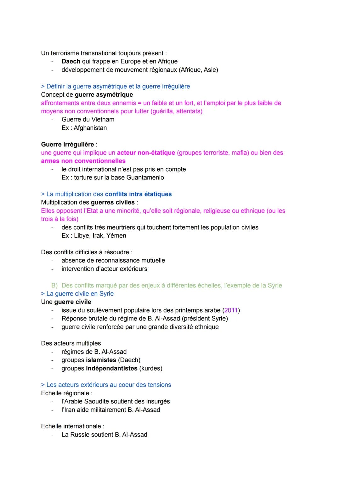 Thème 2 - FAIRE LA GUERRE, FAIRE LA PAIX
INTRO: FORME DE CONFLITS ET TENTATIVES DE PAIX DANS LE MONDE ACTUEL
I- Du conflit à la guerre, pano