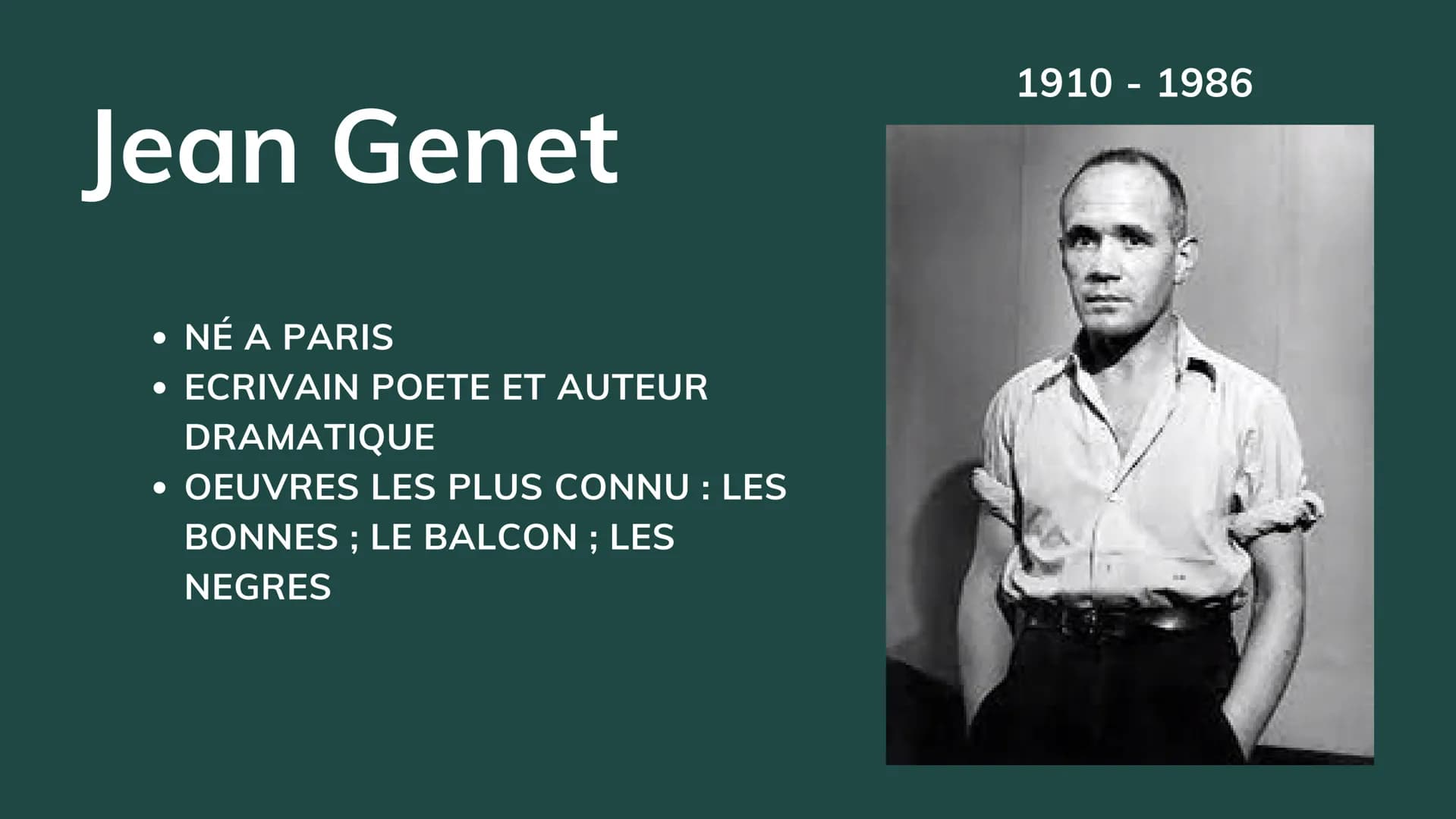 TEXTE INTEGRAL
et DOSSIER
CLASSICOLYCÉE
Les Bonnes
Jean Genet
BELIN GALLIMARD
Les bonnes -
Jean GENET
RAJALATHAN ABISHIGA 1F Jean Genet
NÉ A