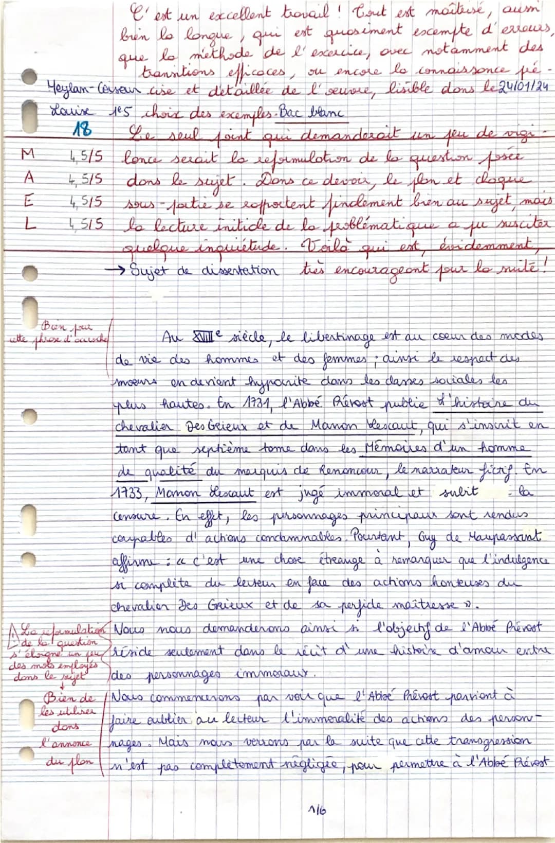 2. DISSERTATION (20 POINTS)
Objet d'étude : Le roman et le récit du Moyen Âge au XXIe siècle.
(Euvre Abbé Prévost, Manon Lescaut.
Parcours p