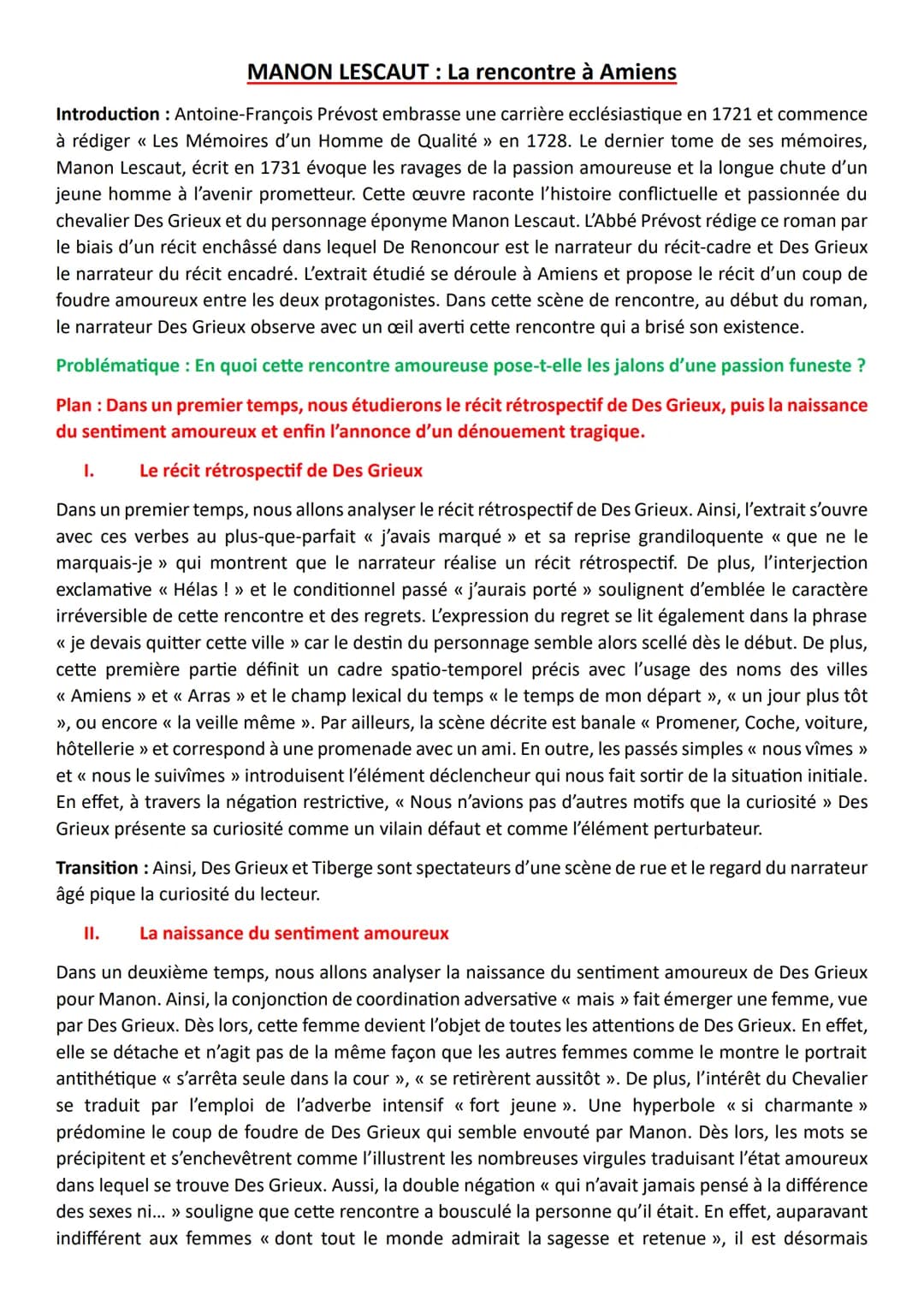 MANON LESCAUT : La rencontre à Amiens
Introduction: Antoine-François Prévost embrasse une carrière ecclésiastique en 1721 et commence
à rédi
