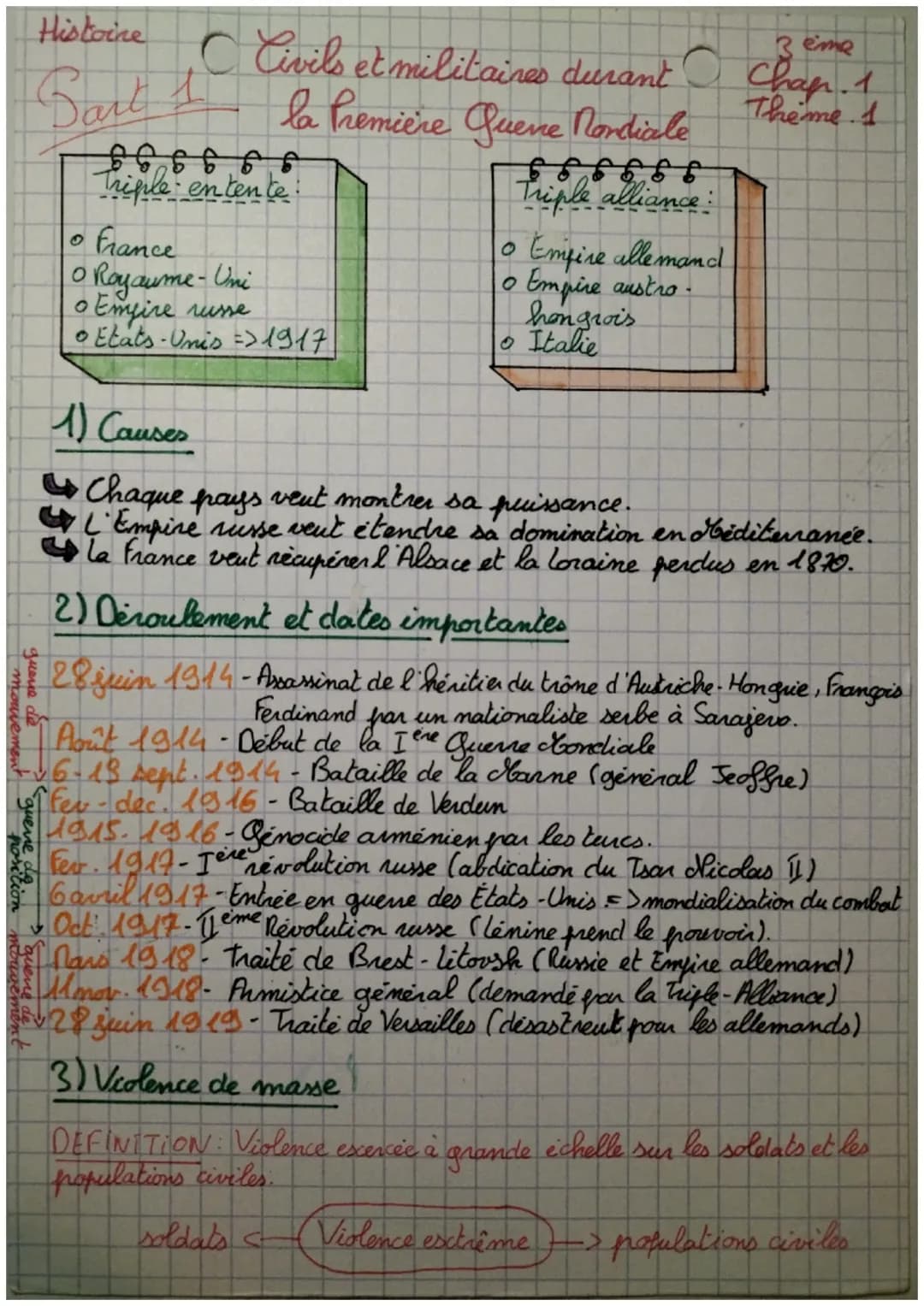 Histoine
Sart 1
guerie
3 eme
○ Civils et militaires durant chap. 1
la Première Quene Nondiale
Theme
position
6 6 6 6 6 6
Triple entente!
• F