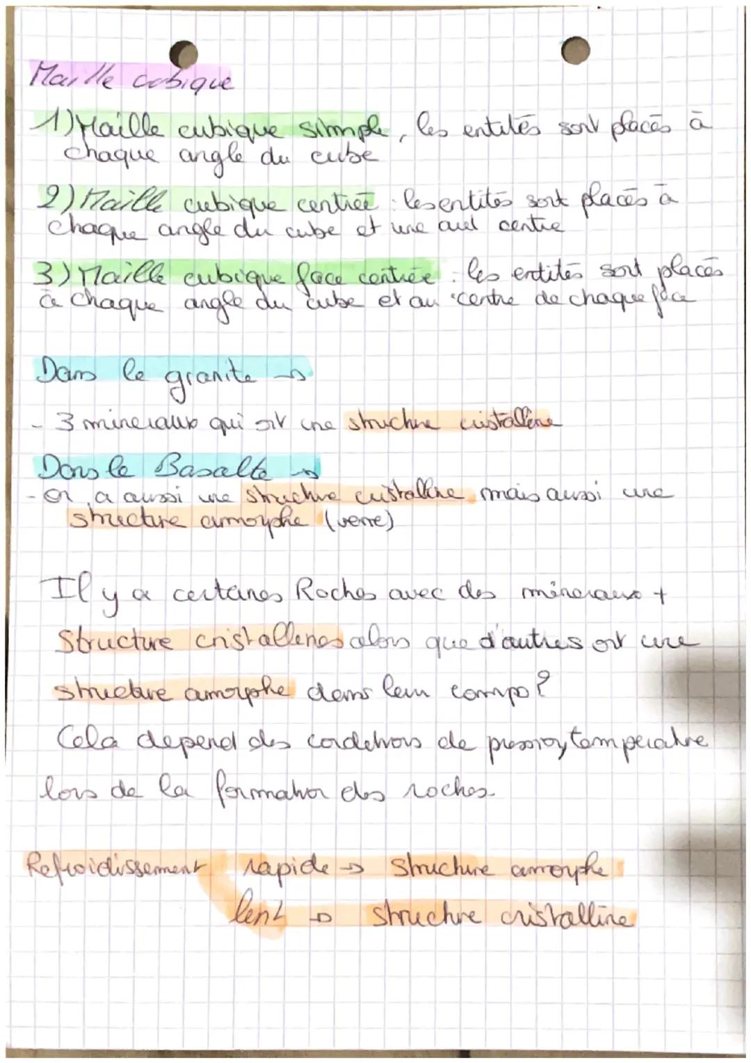 • CRISTAUX
Ce sont des edifices ordonnés
Le Quartz et le Verre out la même compschitrique Sid₂
Dans le Quartz
entiles tres organisées
(= str