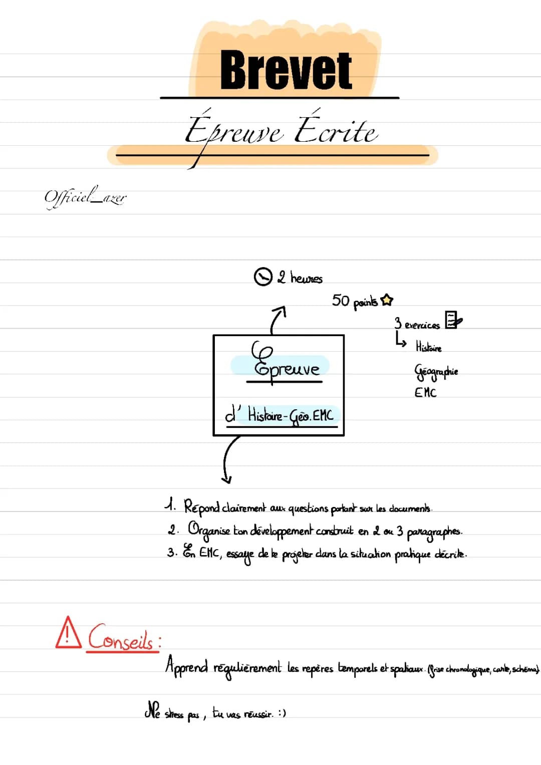 Épreuve Écrite Histoire Géo EMC pour le Brevet