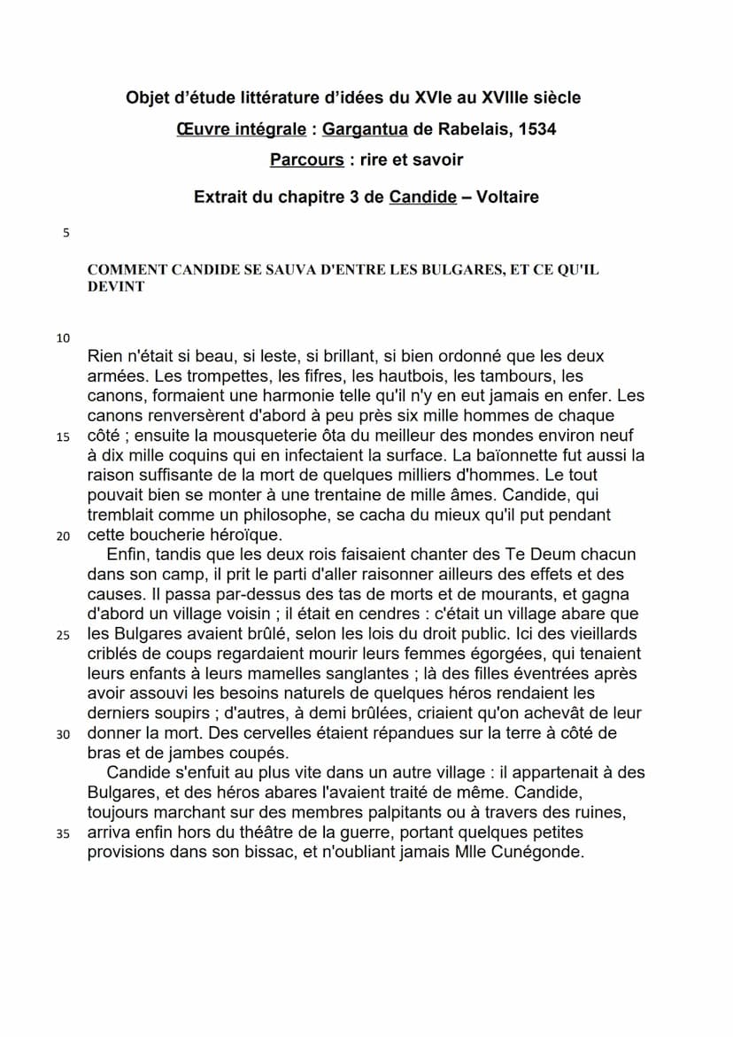 Candide
Œuvre intégrale: Candide de Voltaire, 1759
Intro
G-X-O
Phrase d'accroche :
Voltaire → écrivain et philosophe français
Est une figure