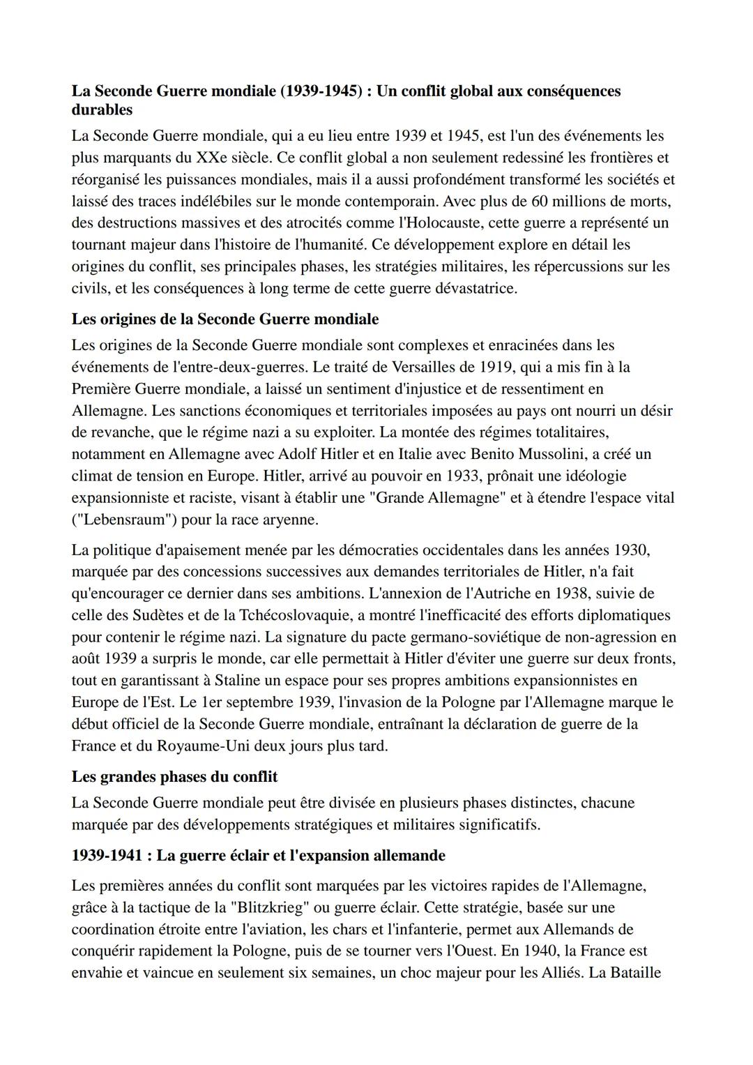 # La Seconde Guerre mondiale (1939-1945): Un conflit global aux conséquences
durables

La Seconde Guerre mondiale, qui a eu lieu entre 1939 