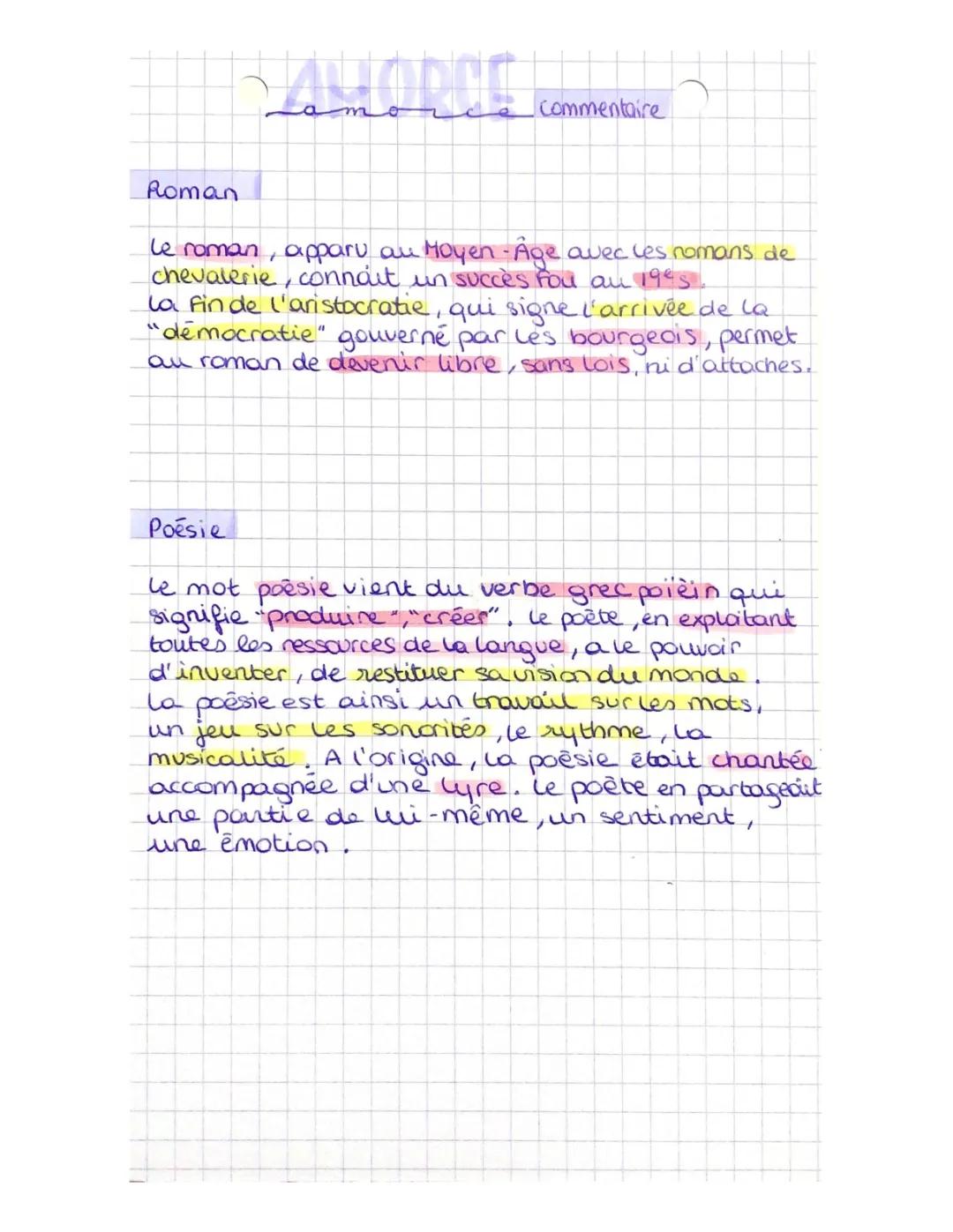 Amorce Bac Français: Exemples Pour Commentaire, Poésie et Roman