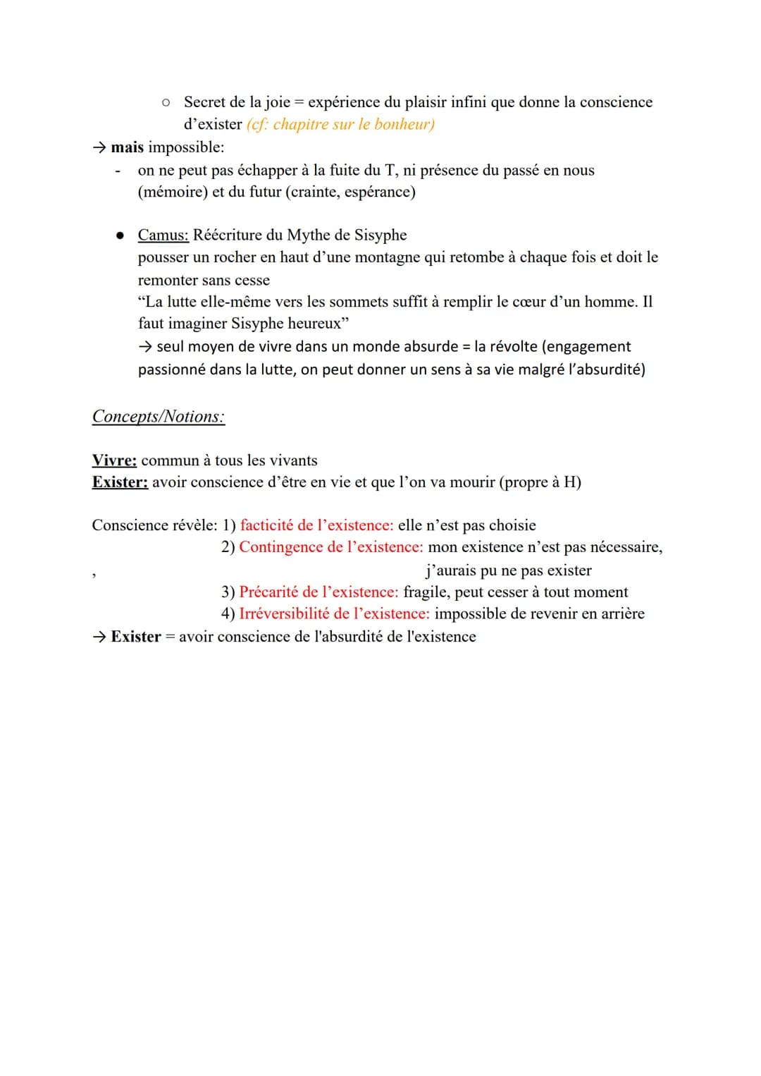 Chapitre 3: Le temps
Philosophes/Auteurs:
Saint Augustin: T=evident → existe mais analyse logique de T n'existe pas
O Avenir = pas encore / 