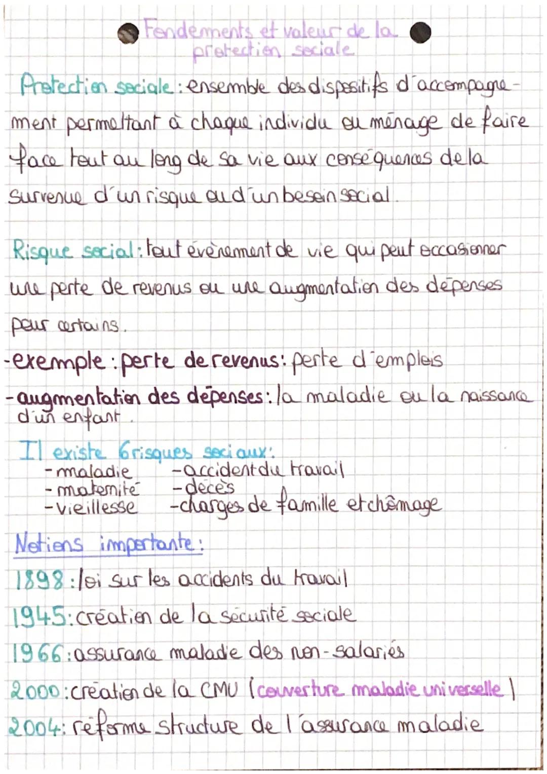 •Fendements et valeur de la..
protection sociale
Protection sociale: ensemble des dispositifs d'accompagne-
ment permettant à chaque individ