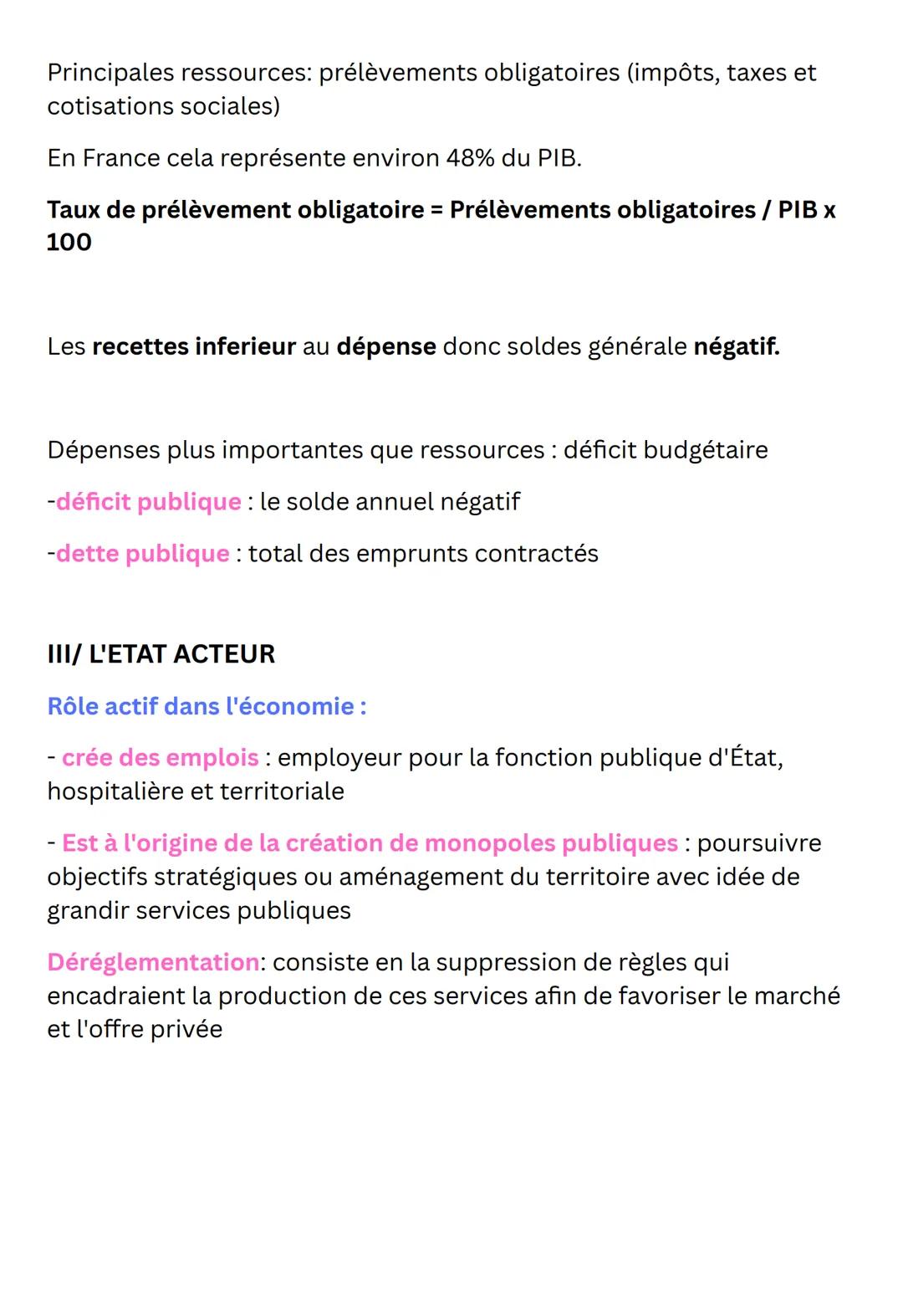 ECO
CHAPITRE 1:
L'intervention de l'Etat dans l'économie
I/ QU'ELLE EST LE ROLE DE L'ETAT?
-État gendarme (justice, police, sécurité extérie