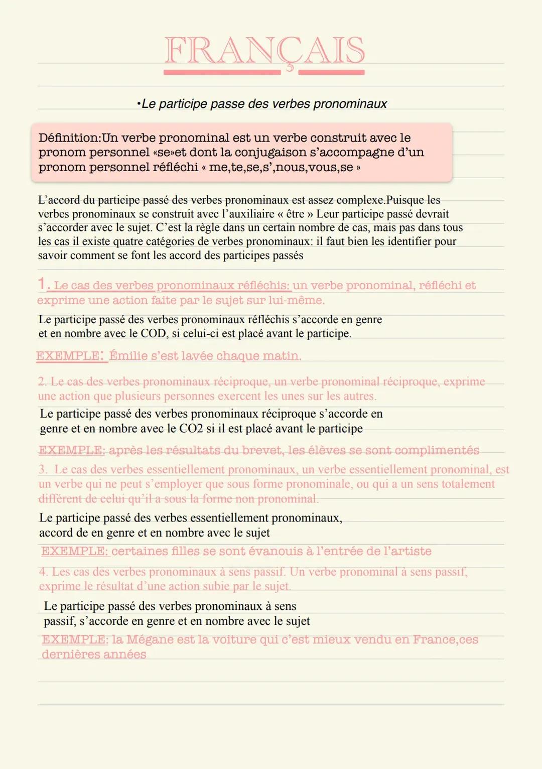 Le participe passe des verbes pronominaux