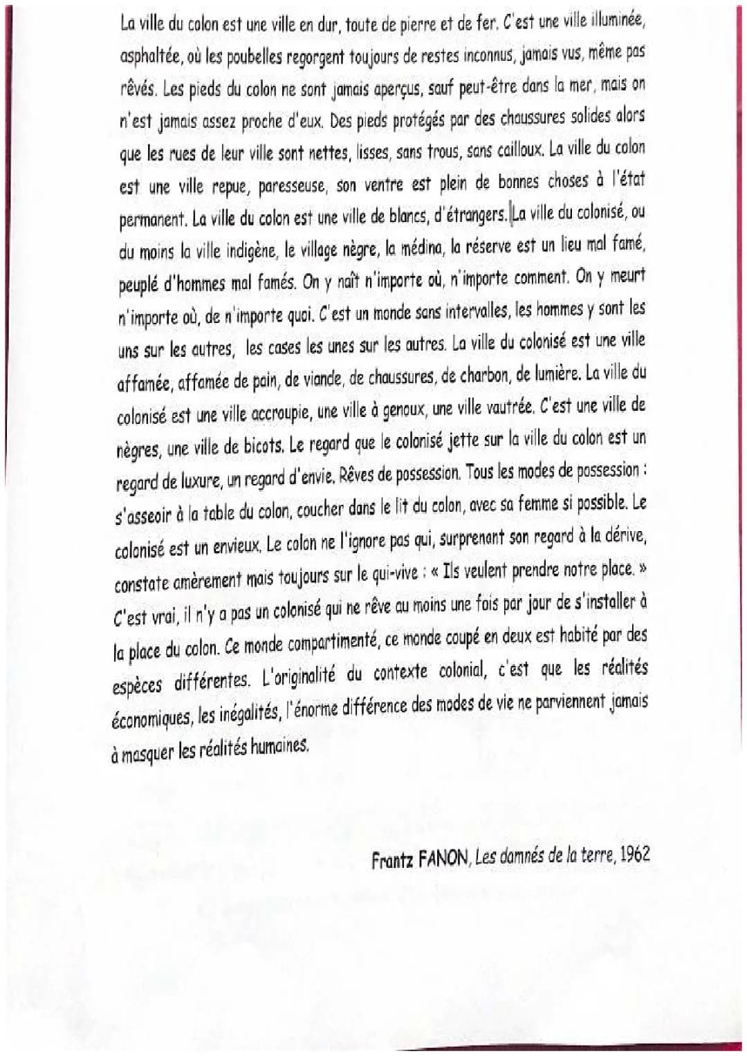 Les Damnés de la Terre Résumé - Frantz Fanon Chapitre 1 Analyse Linéaire