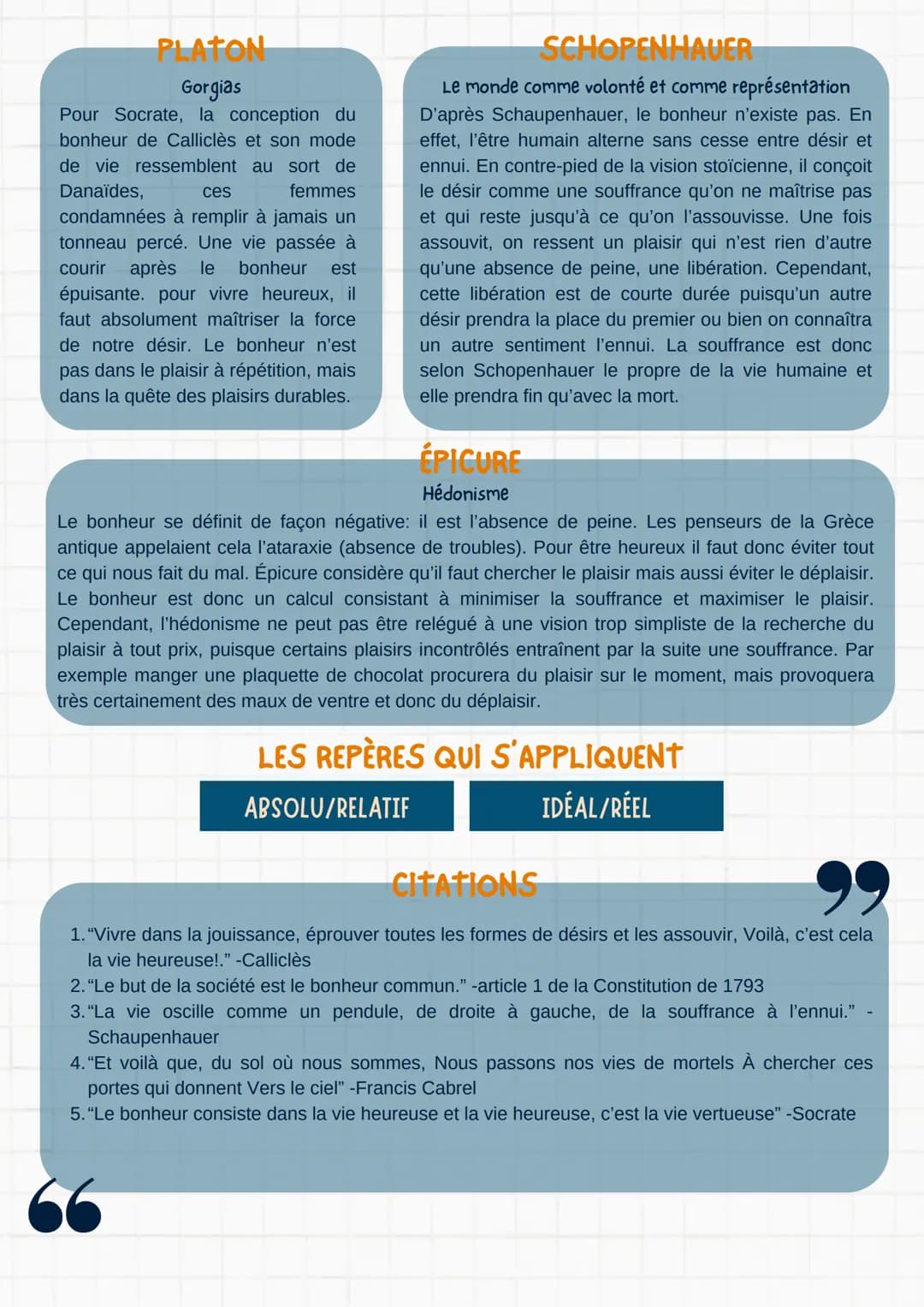 LE BONHEUR
>bon eür- bonne augure→ chance
DÉFINITIONS
BONHEUR
=État de satisfaction globale provenant d'un jugement sur ma vie dans son ense