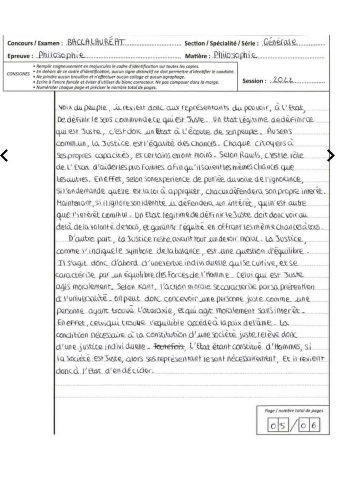Concours / Examen: .BACCALAUREAT...
Epreuve: Philosophie....
CONSIGNES
<
Section / Spécialité / Série: Generale
Matière : Philosophie
Rempli