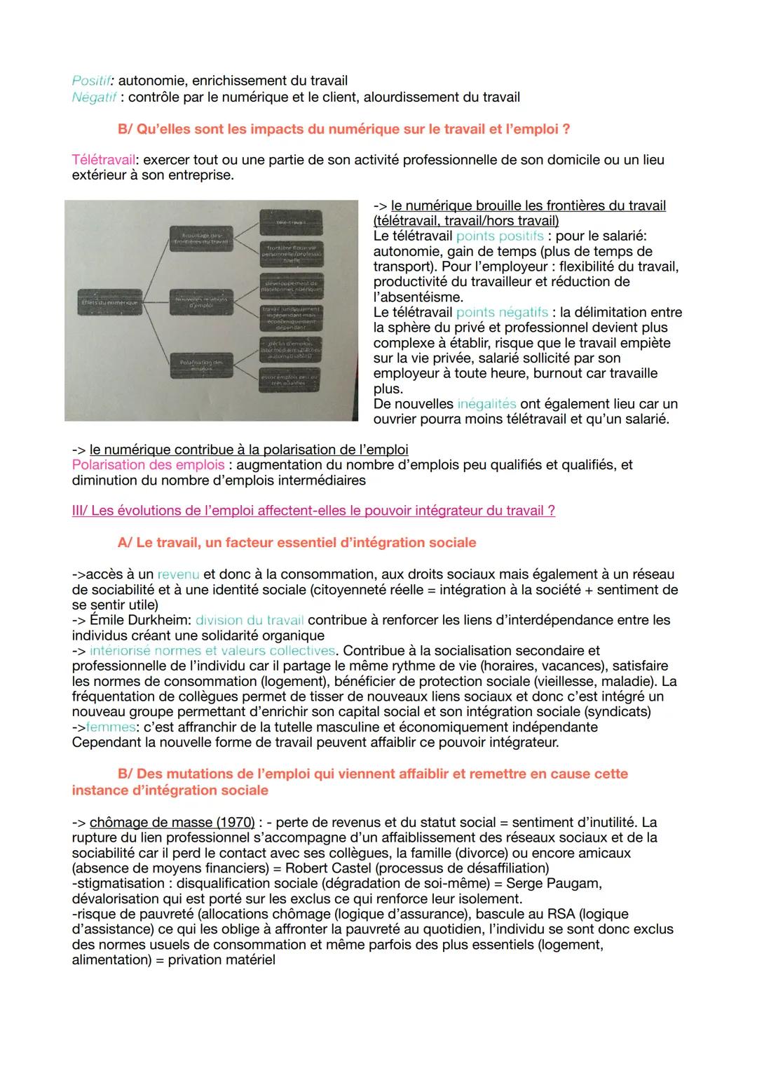 Chapitre 6: Quelles mutations du travail et de l'emploi ?
I/ l'emploi : une notion complexe. De sa définition en passant par ses caractérist