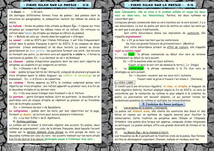 - FICHE BILAN SUR LA POESIE - 1/6
Définition: Le terme « poésie » vient du grec « poiêsis», du verbe
<< poiein >> signifiant « faire », « cr
