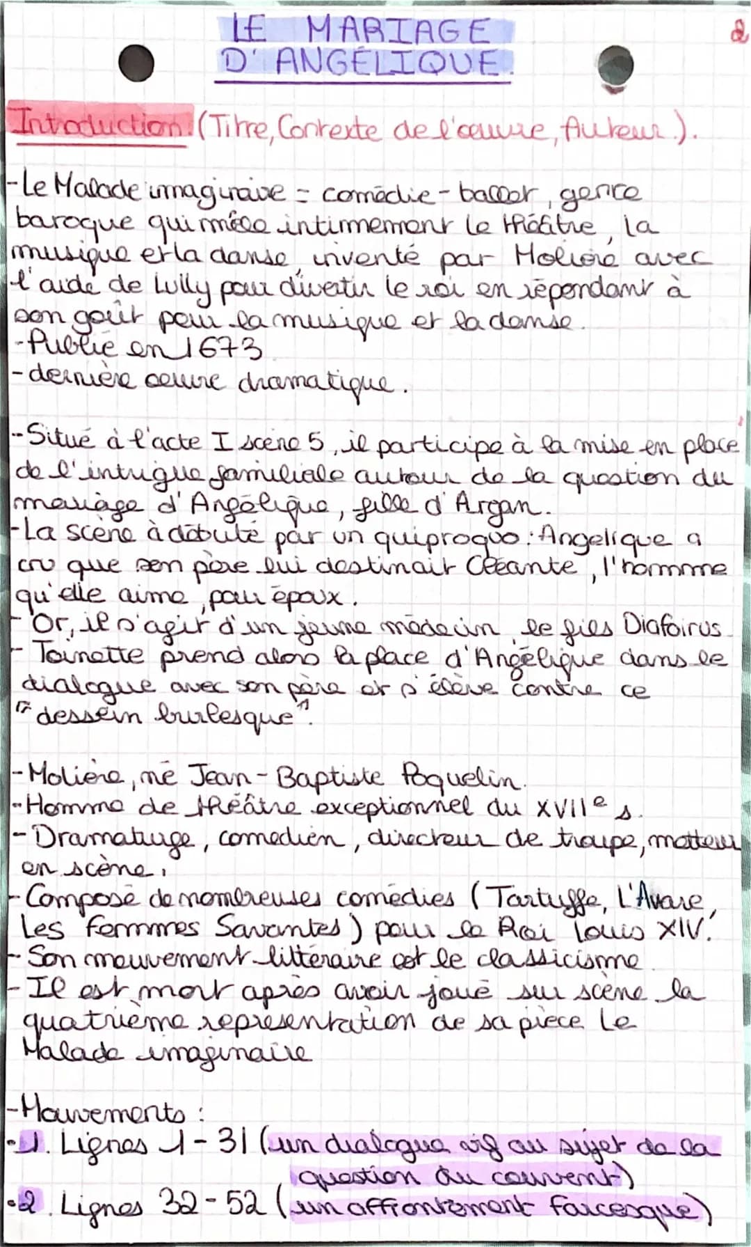 Le Malade Imaginaire Acte 1 Scène 5 : Lecture Linéaire, Texte, PDF