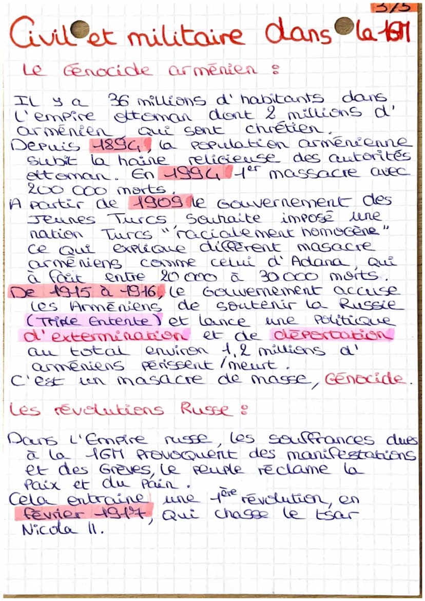 4/51
Civil et militaire dans la 16M.
août 1916 début de la première Querre
mondiale.
1915 & Genocide arménien dans l'empire
ottoman
février 
