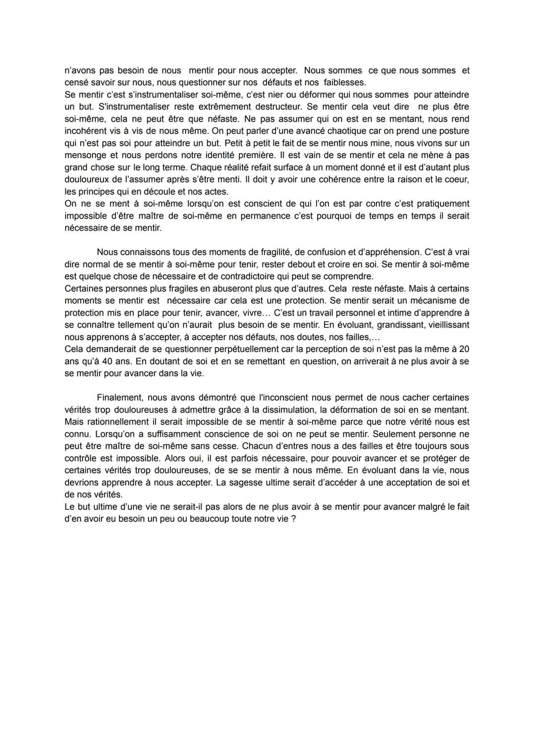 Jasmine
Sischke - Certain
TES2
Dissertation de Philosophie
Peut-on se mentir à soi-même ?
Dès qu'un homme sait parler, il sait mentir. Menti