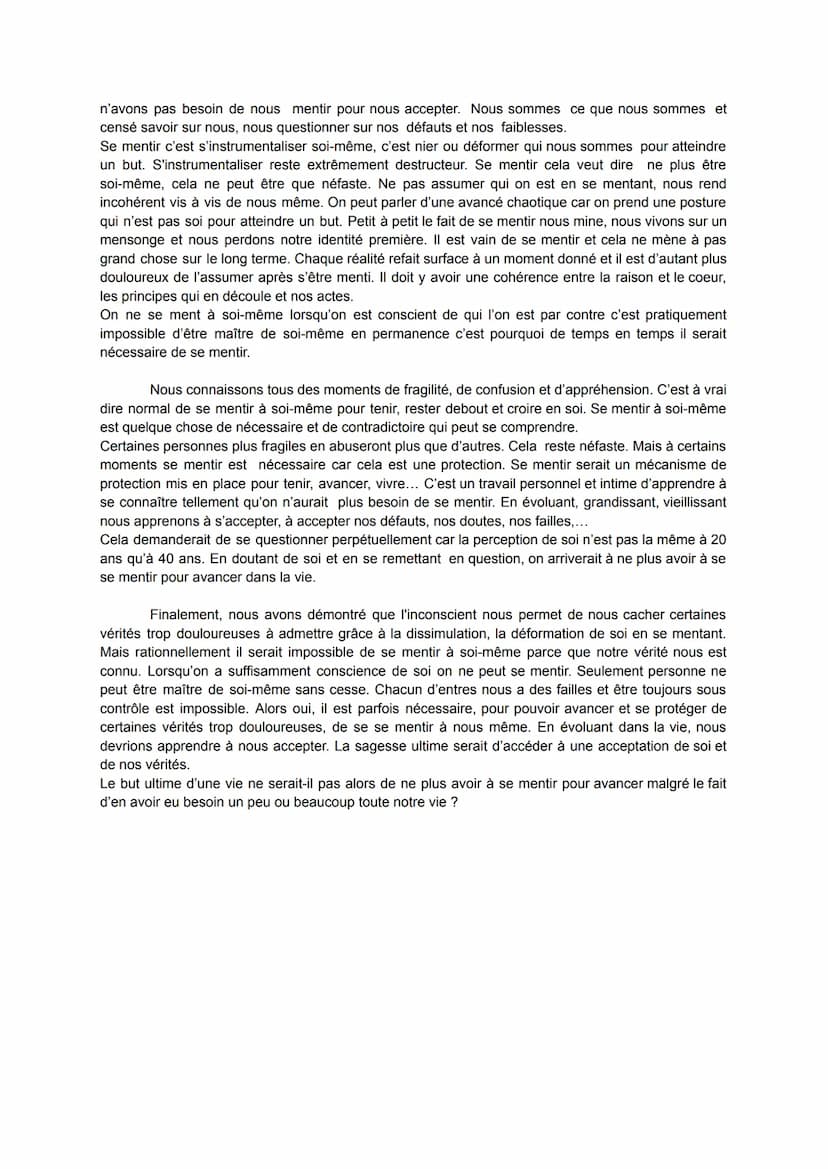 Jasmine
Sischke - Certain
TES2
Dissertation de Philosophie
Peut-on se mentir à soi-même ?
Dès qu'un homme sait parler, il sait mentir. Menti
