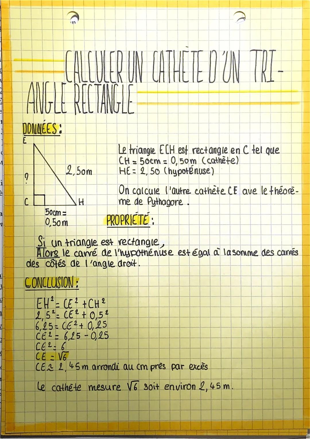 "Plaths"
le théorème de Pythagore
CALCULER L'HYPOTENUSE D'UN
TRIANGLE RECTANGLE
DONNÉES :
32,5cm
E
PROPRIÉTÉ :
'n
?
57,6cm
Le triangle TEL e