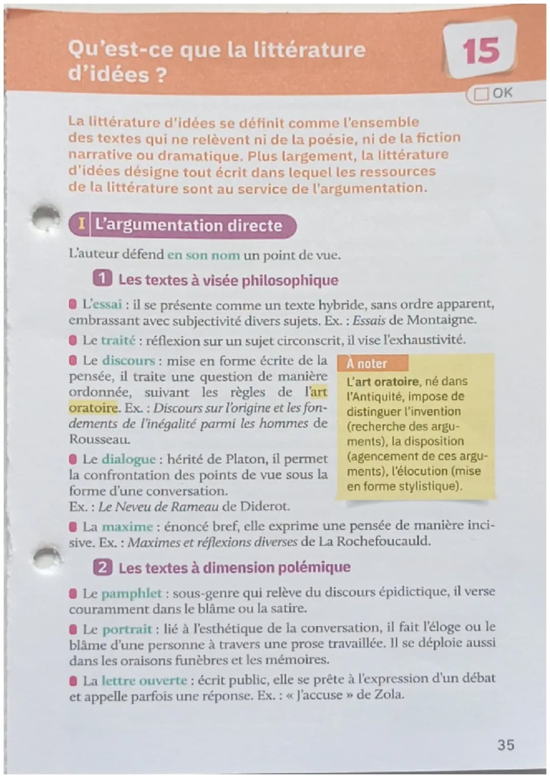Les stratégies argumentatives
La littérature d'idées rassemble des textes dans
lesquels un auteur expose et défend son point de vue.
Dans to
