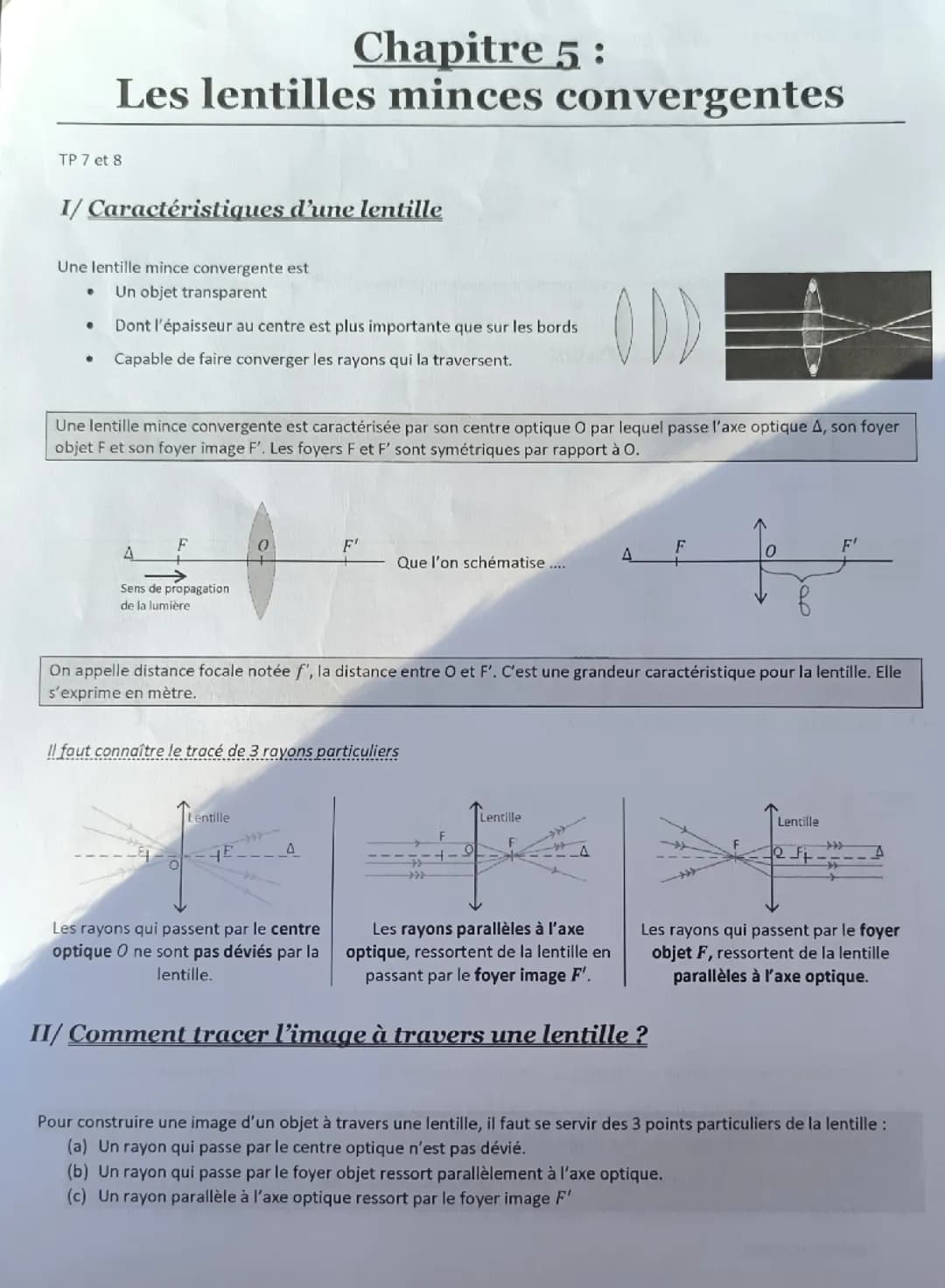 Chapitre 5, lentilles minces convergentes
