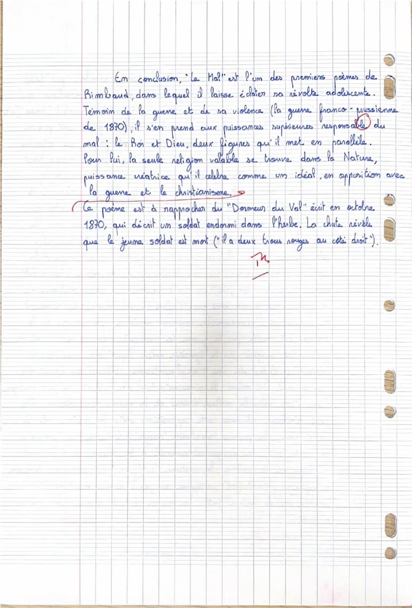 6 13/11/23
pour
Casella
Commentaire littéraire
Eva 194
Note:
Observations:
hen. elle
15/1 TB
denaut
Les Cahiers de Douai d'Arthur Rimbaud, r