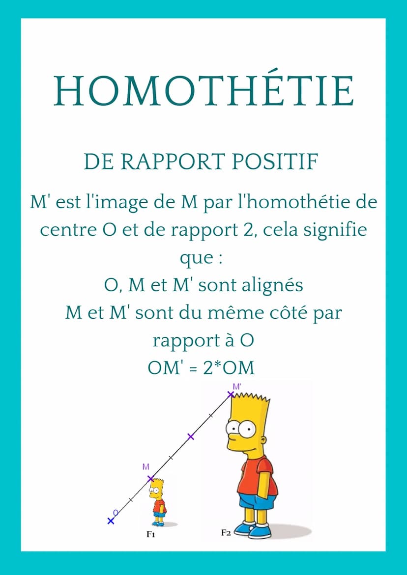 HOMOTHÉTIE
DÉFINTION
Deux figures homothétiques sont une
réduction ou un agrandissement l'une
de l'autre. HOMOTHÉTIE
DE RAPPORT POSITIF
M' e