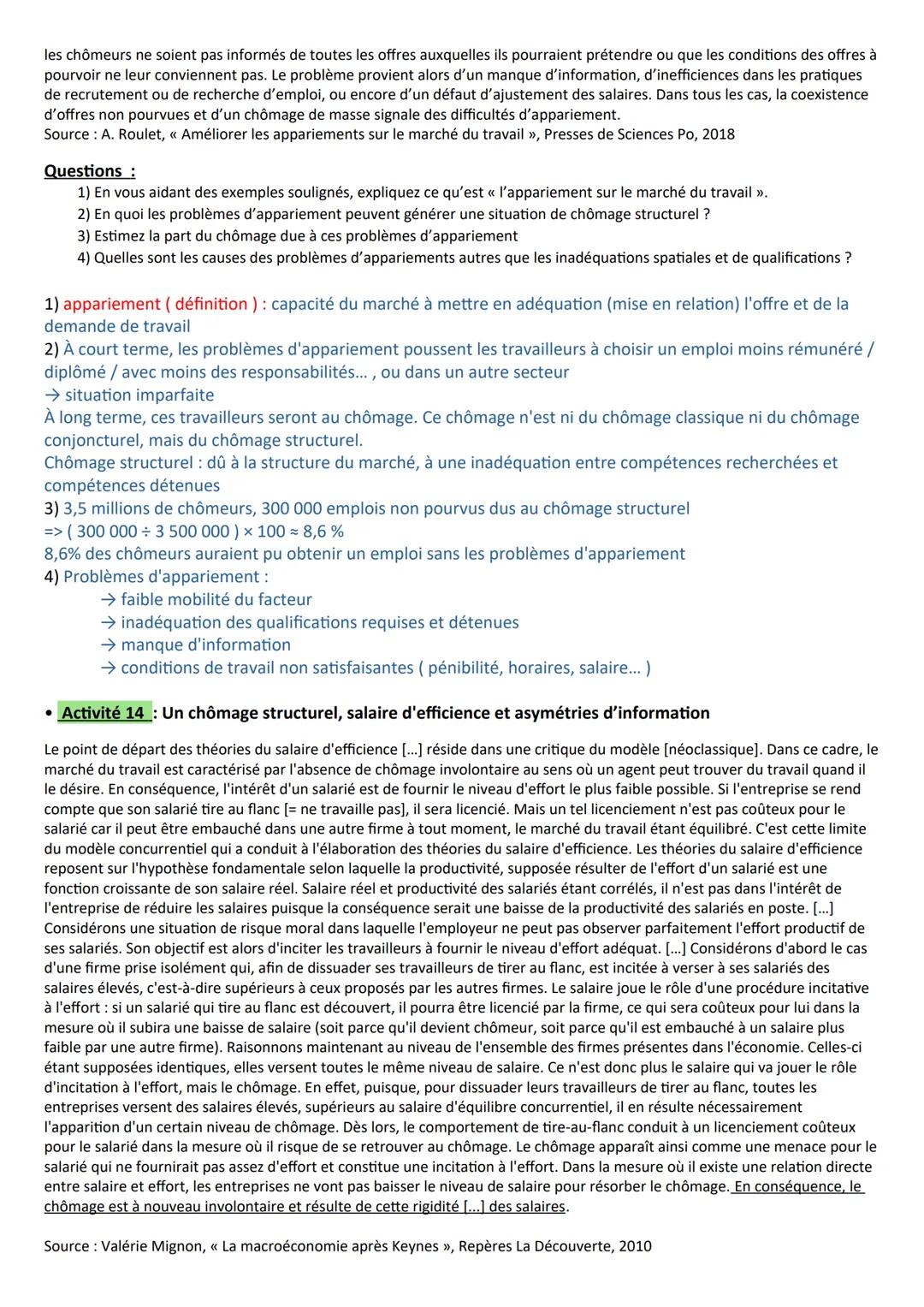 Chapitre 6 - Comment lutter contre le chômage ?
A la fin du chapitre, vous devez être capable de :
Savoir définir le chômage et le sous-empl