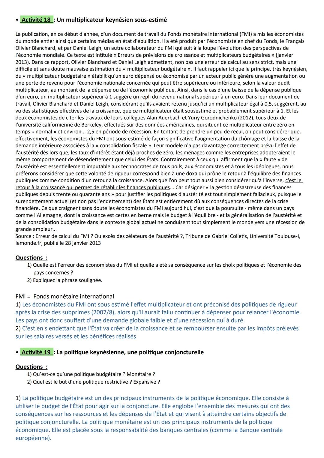 Chapitre 6 - Comment lutter contre le chômage ?
A la fin du chapitre, vous devez être capable de :
Savoir définir le chômage et le sous-empl