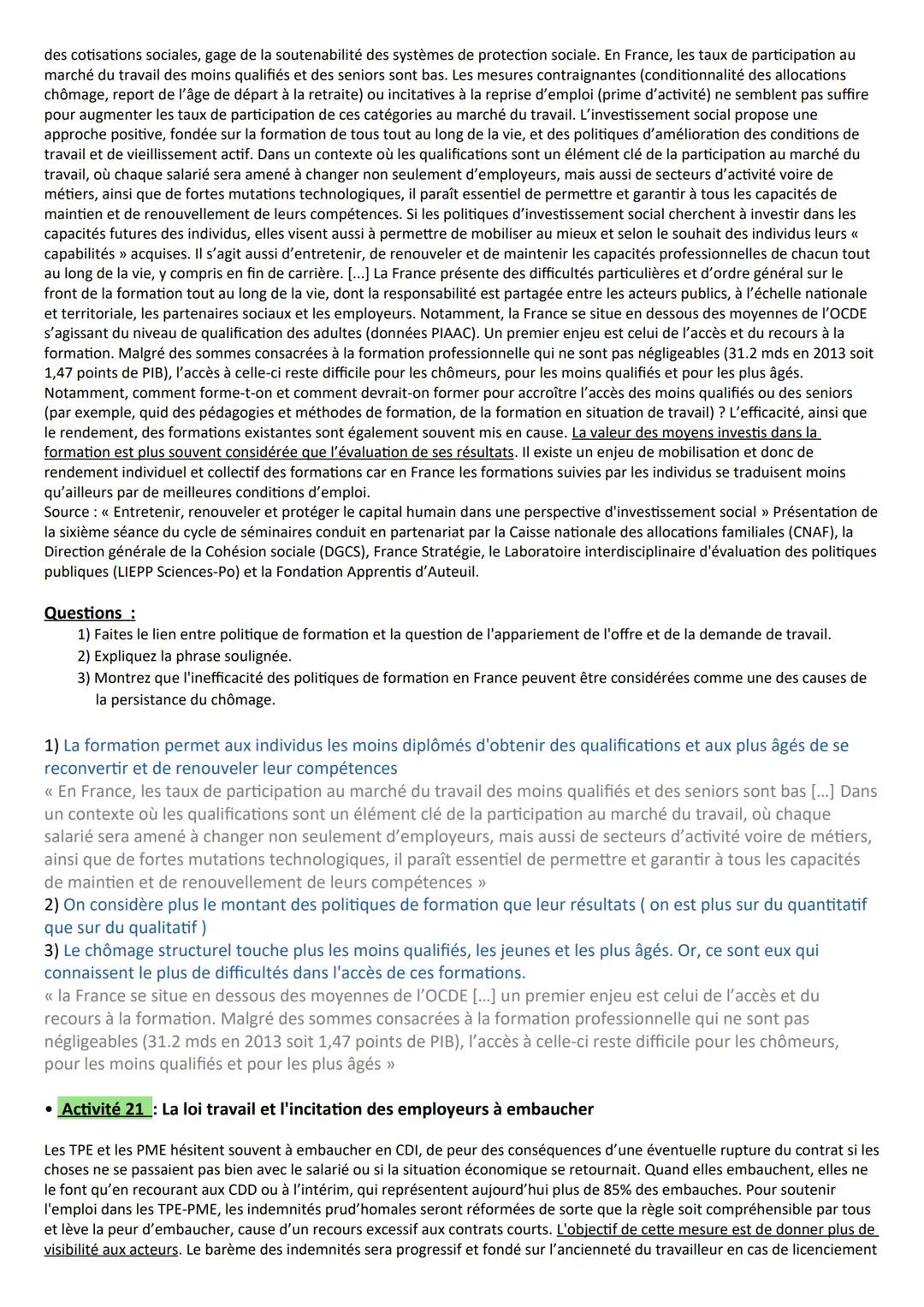 Chapitre 6 - Comment lutter contre le chômage ?
A la fin du chapitre, vous devez être capable de :
Savoir définir le chômage et le sous-empl