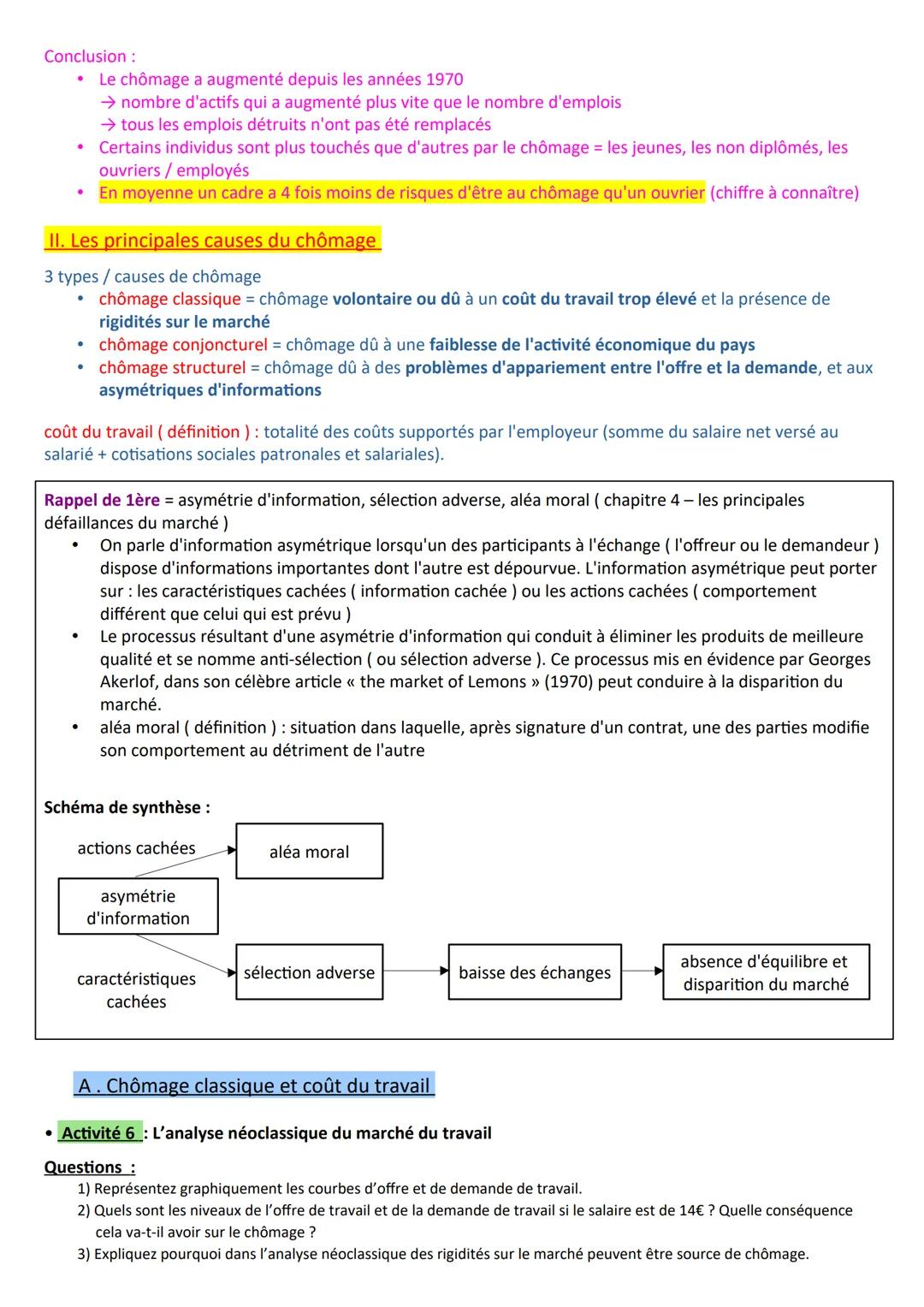 Chapitre 6 - Comment lutter contre le chômage ?
A la fin du chapitre, vous devez être capable de :
Savoir définir le chômage et le sous-empl