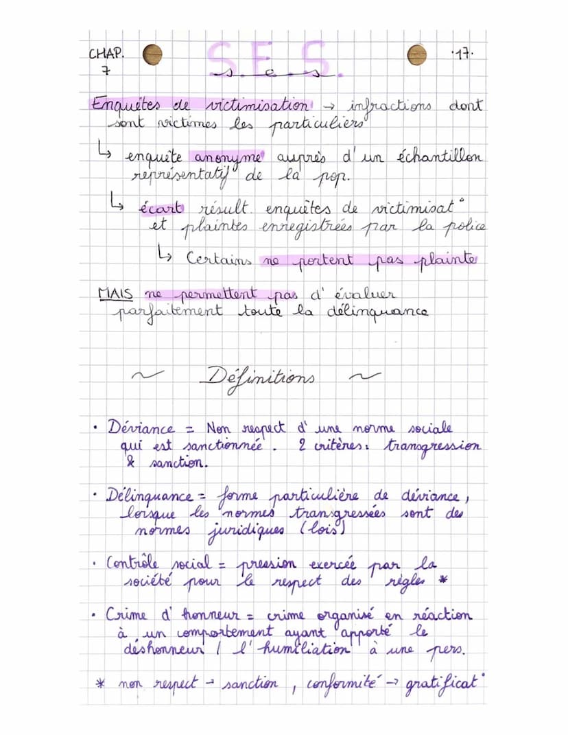 CHAP.
7
Processus sociaux qui conduisent à la
deviance
sociologie
?
Règles peuvent changer dans le temps
e
Déviance → gan qui ne respecte.
M