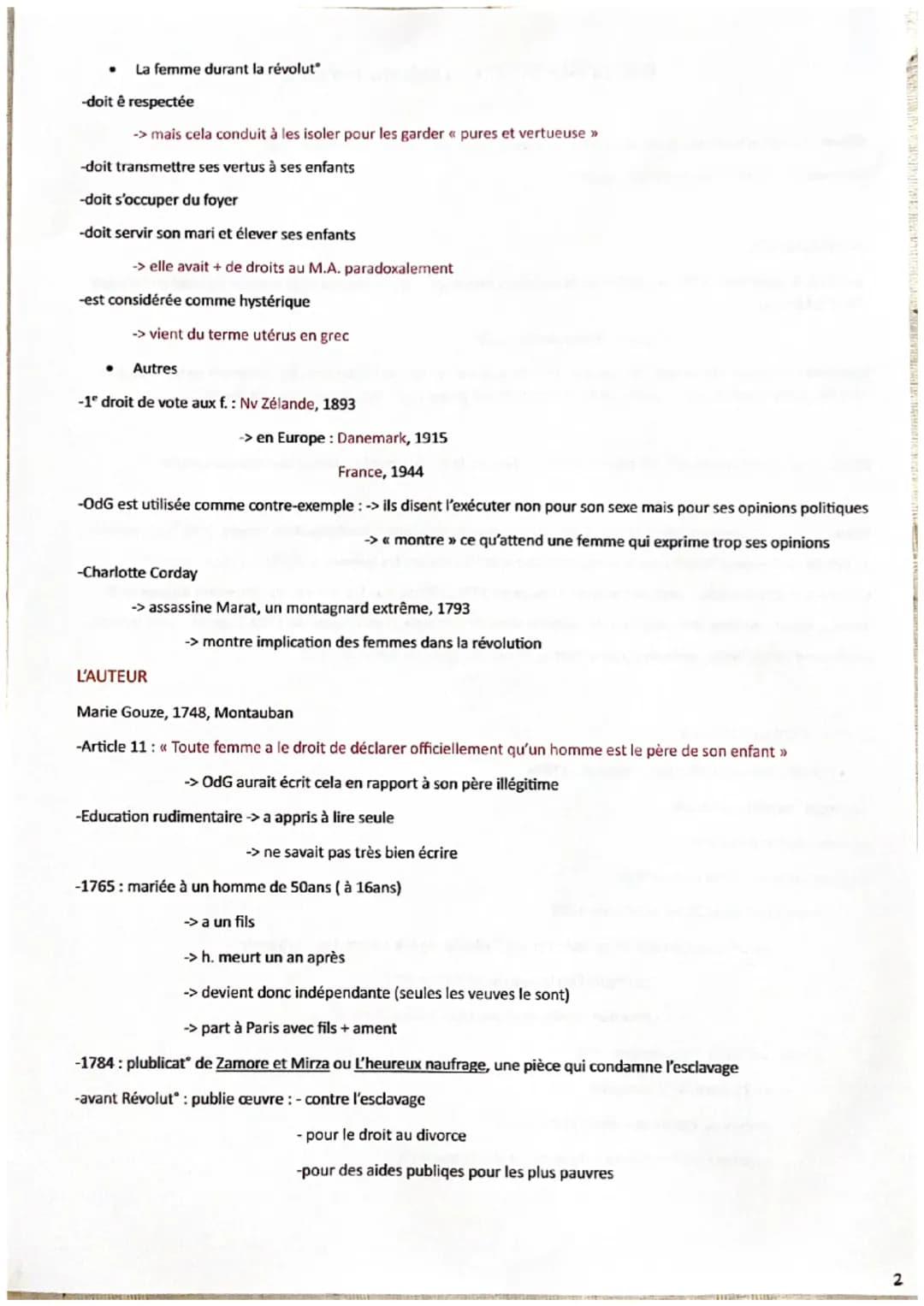 CEuvre : La Déclaration des droits de la femme et de la citoyenne, Olympe de Gouge, 1791
Parcours : Ecrire et combattre pour l'égalité
BAC D