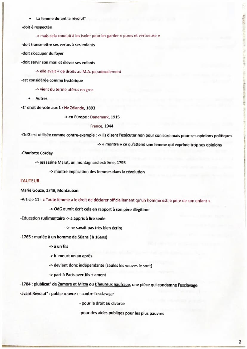 CEuvre : La Déclaration des droits de la femme et de la citoyenne, Olympe de Gouge, 1791
Parcours : Ecrire et combattre pour l'égalité
BAC D