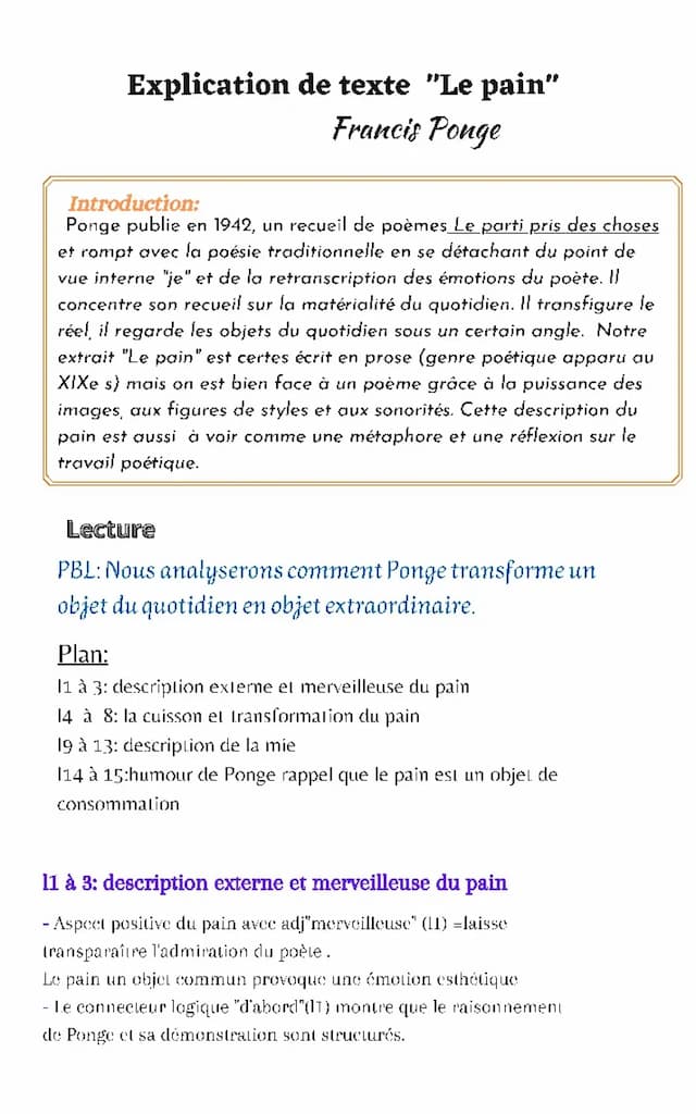 Know Analyse littéraire : le parti pris des choses de Francis Ponge (le pain) thumbnail