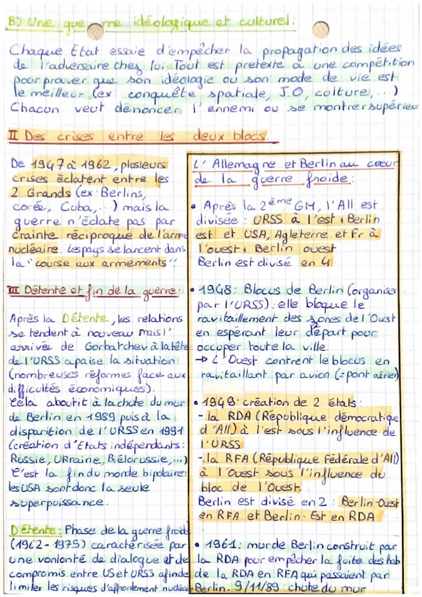 histoure
Chapitre
3. La guerre froide
I Deux blocs que s'opposent.
A) La division en deux blocs:
L'ONU (Organisation des Nations Unies) naît